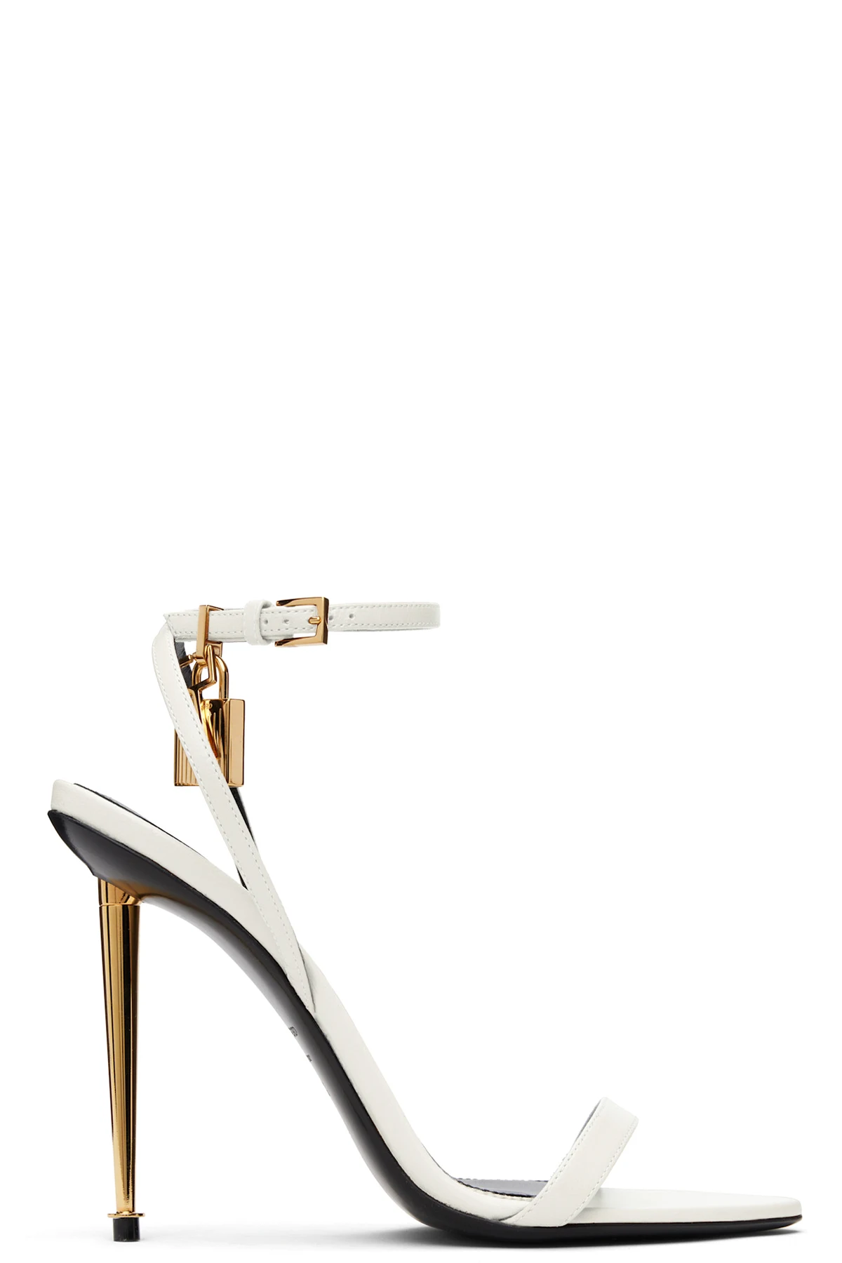 Off-White Shiny Padlock Pointy Naked Heeled Sandals