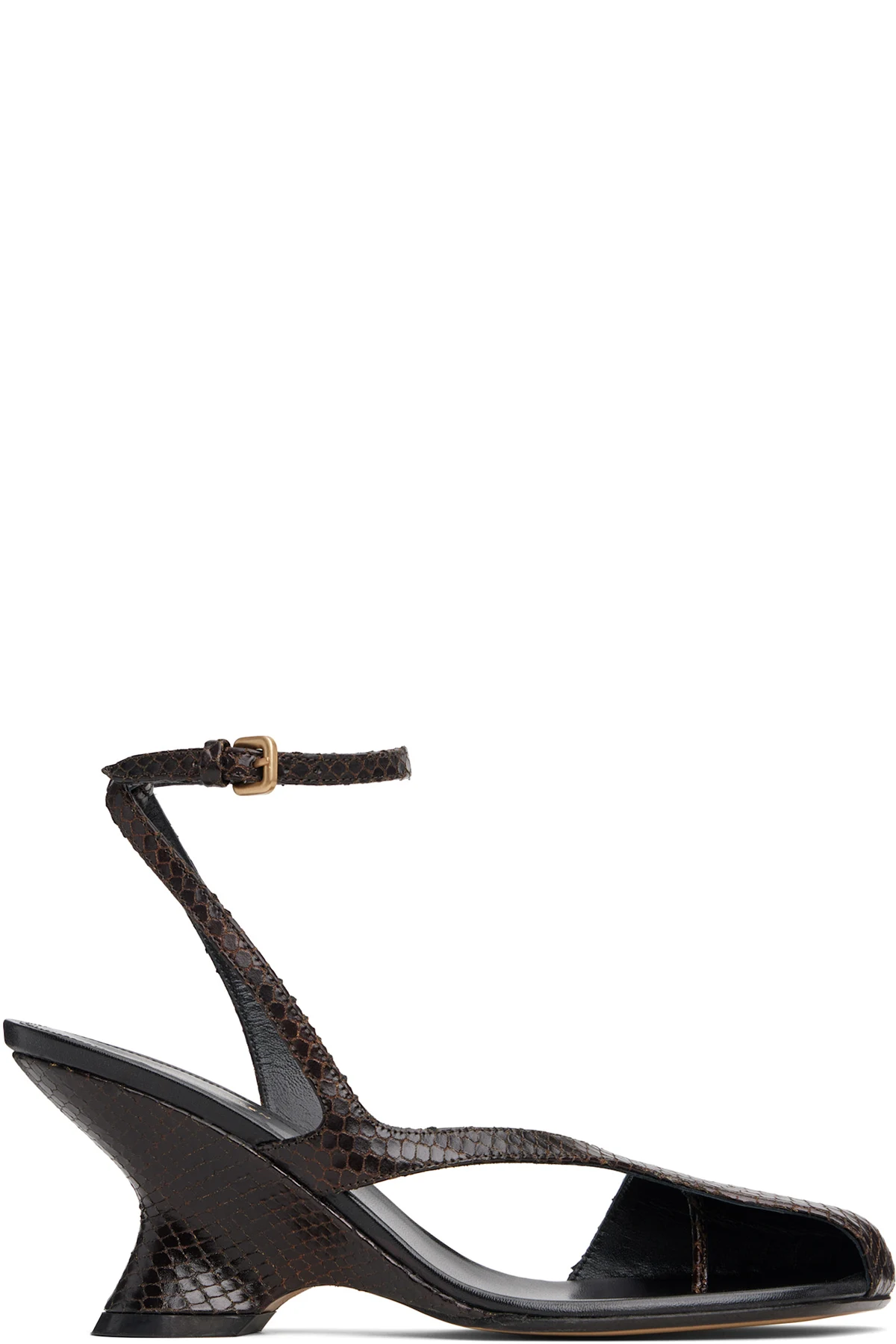 Brown Cutout Heeled Sandals