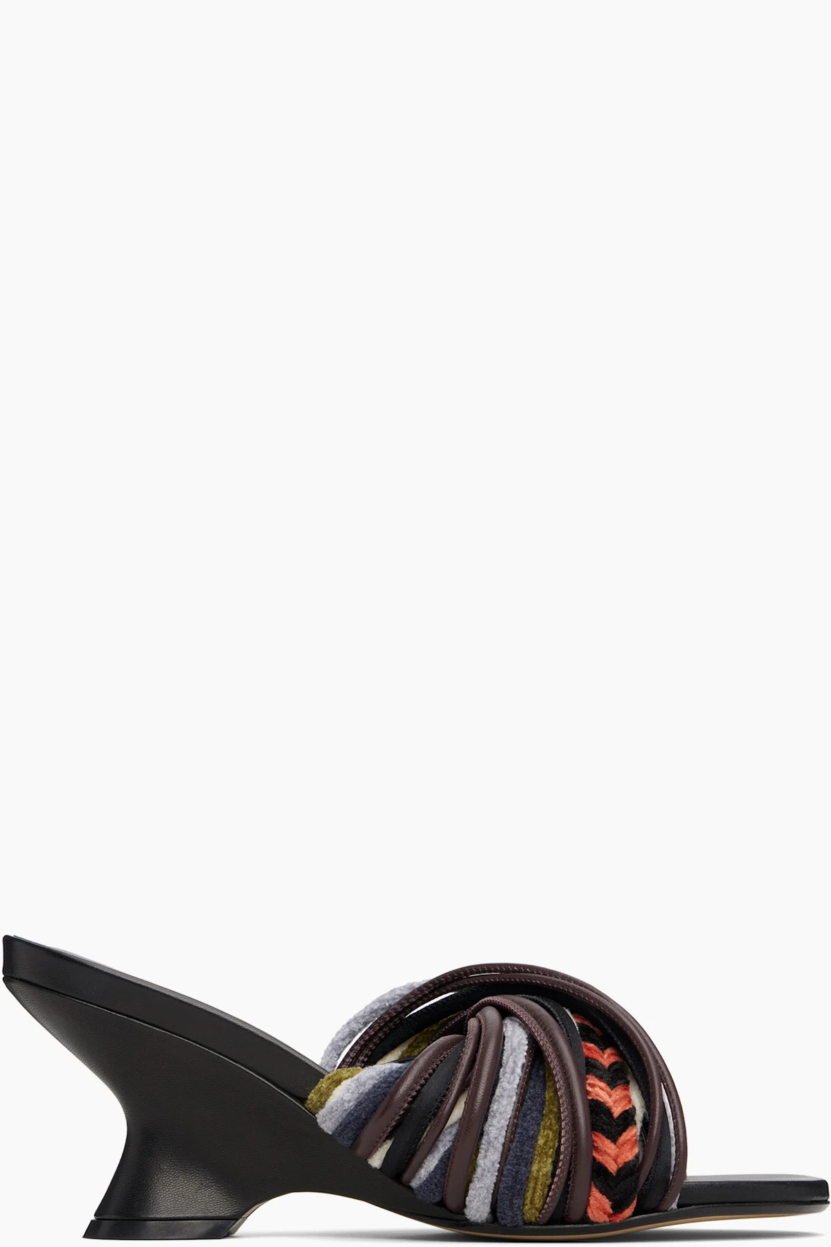 Multicolor Open-Toe Leather Mule Heeled Sandals