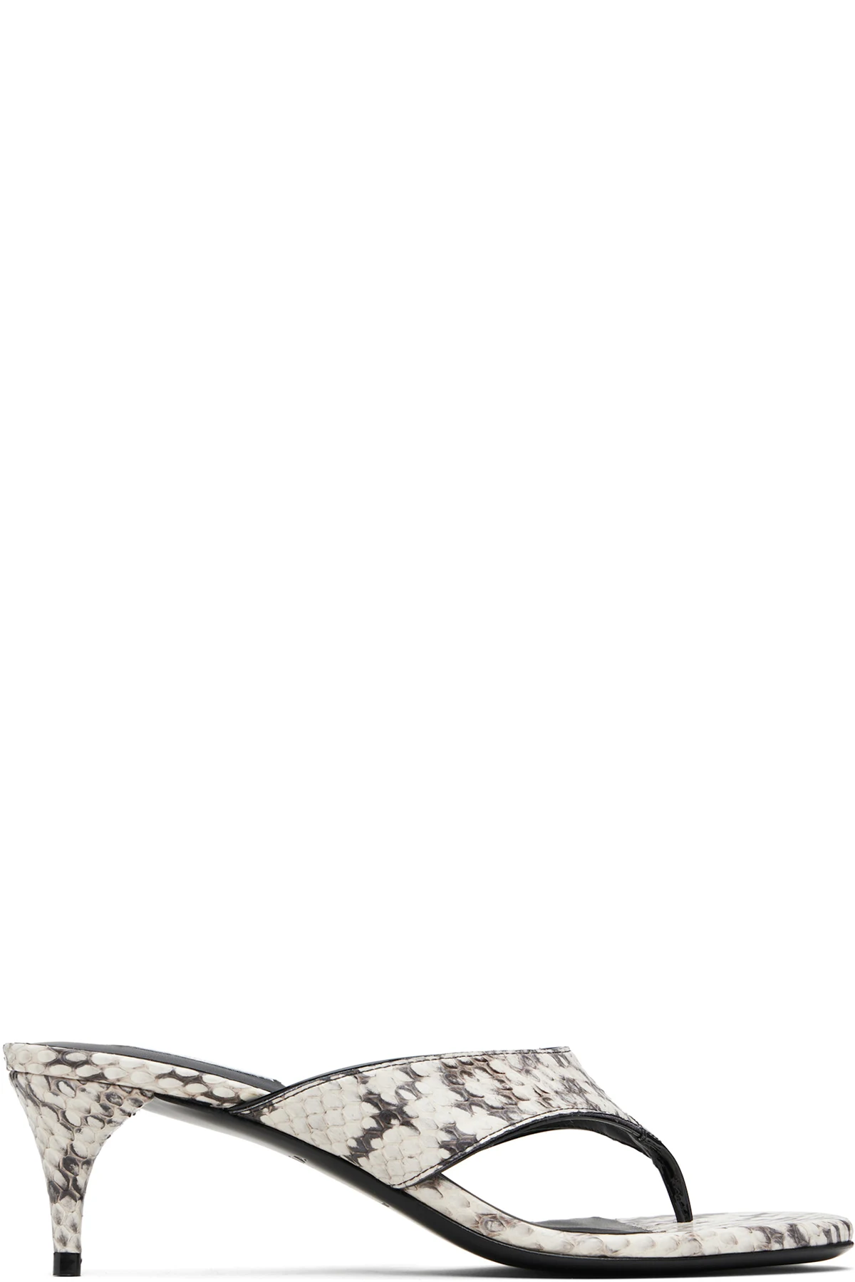 White Thong Elaphe Leather Mule Sandals