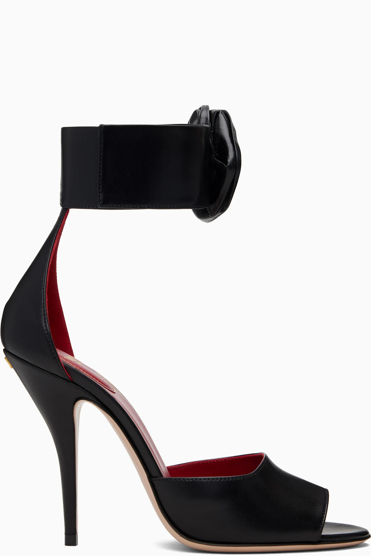 Black Drip Rose Kidskin Heeled Sandals