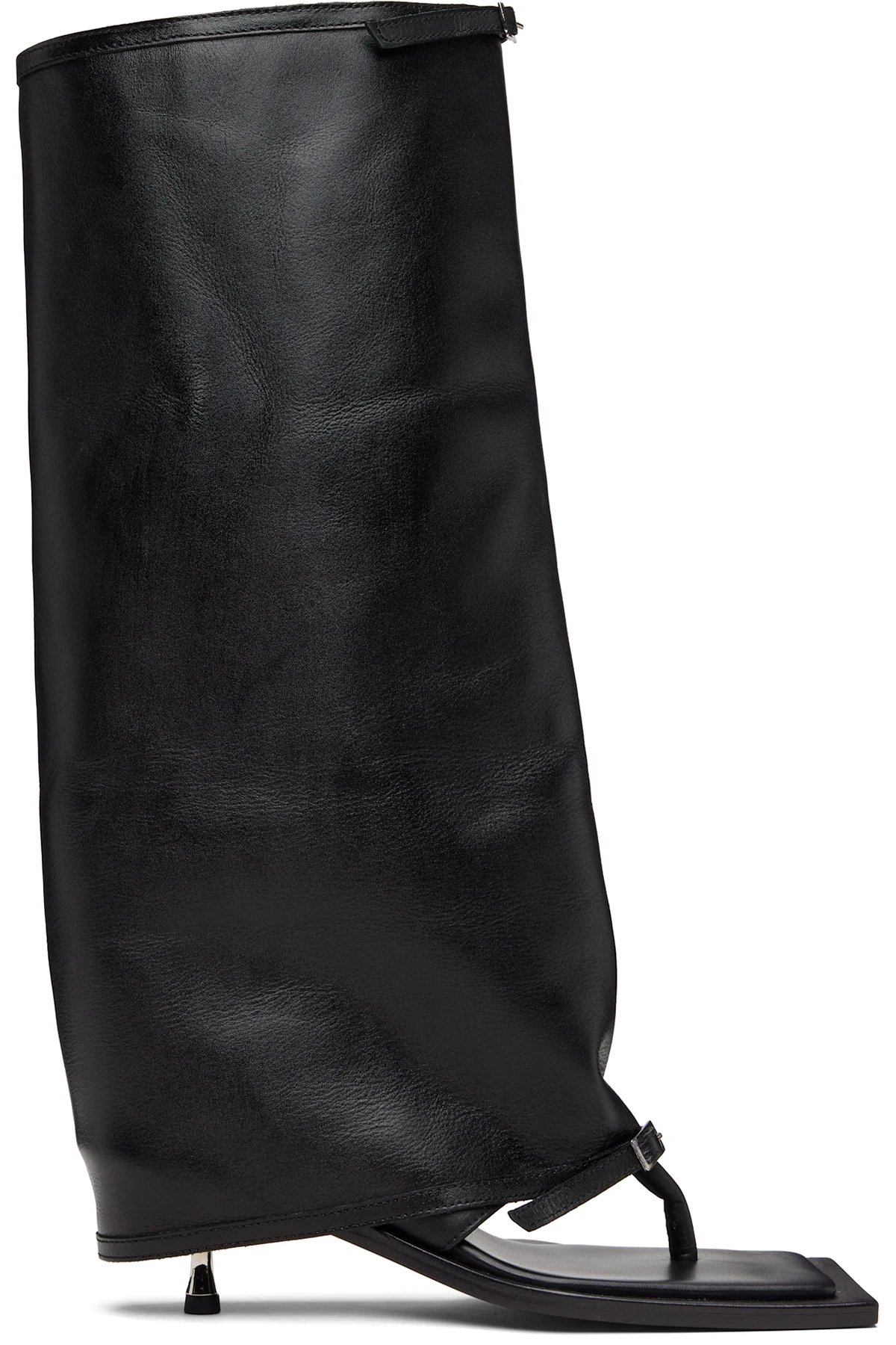 Black Kaia Stiletto Heel Tall Sandals