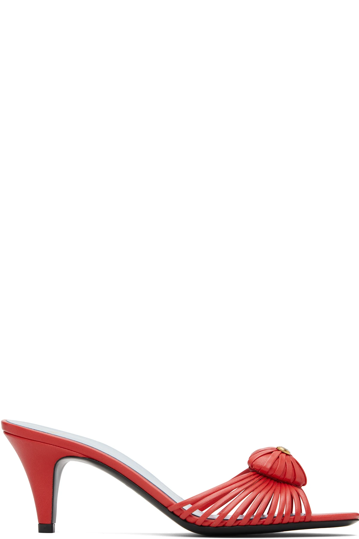 Red Leather Woven Heart Heeled Sandals