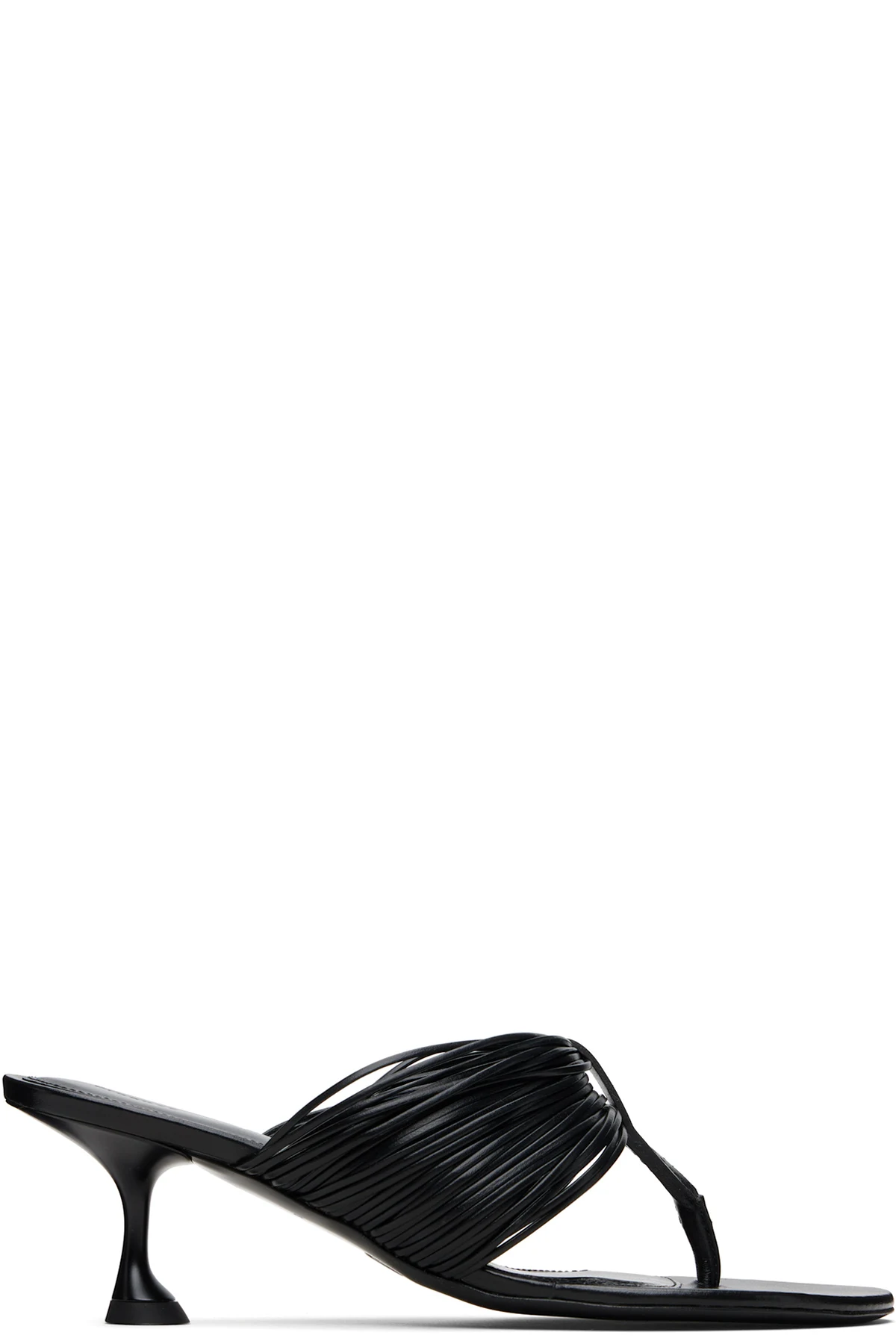 Black Cable T-Strap Heeled Sandals