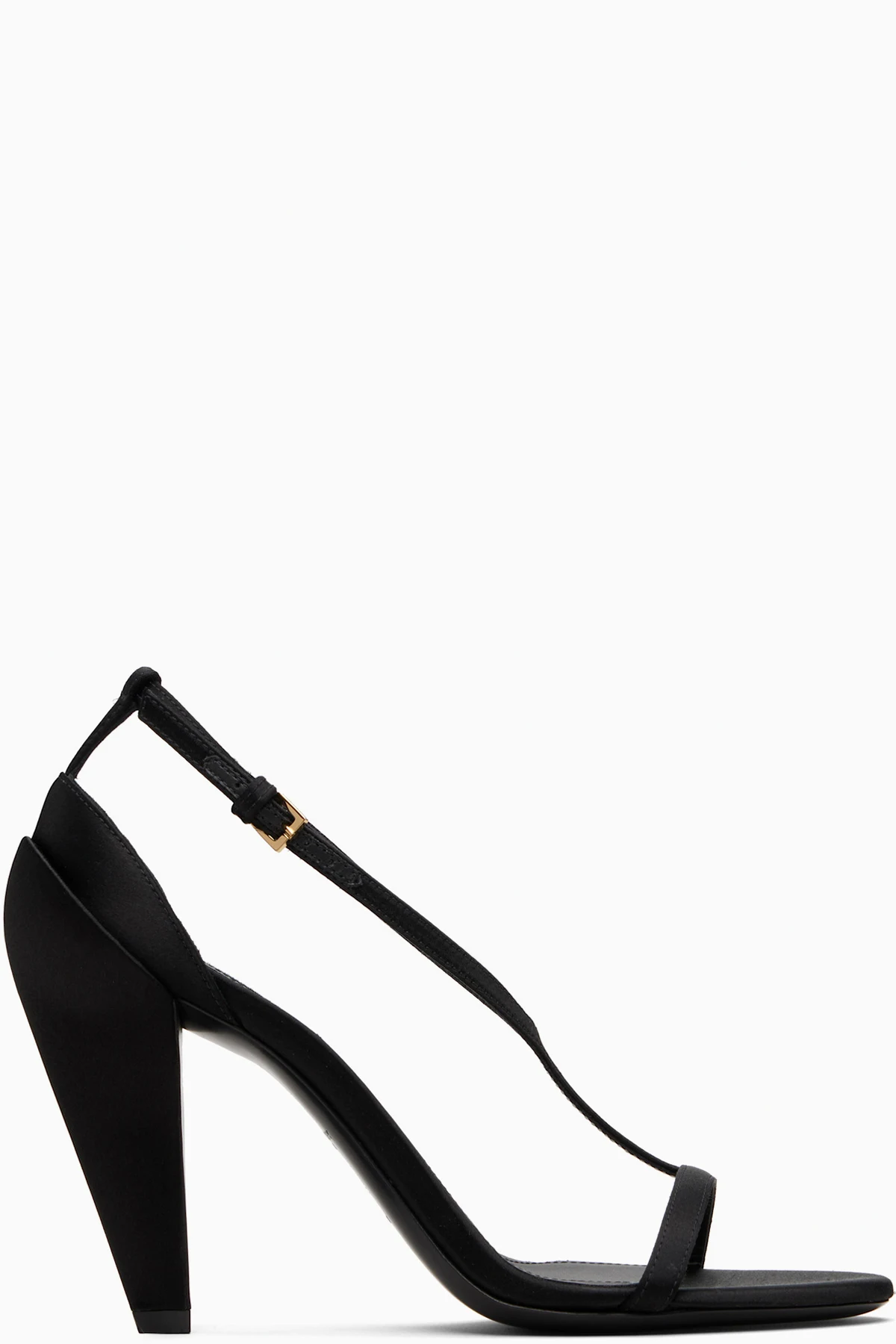 Black Naked Satin Heeled Sandals