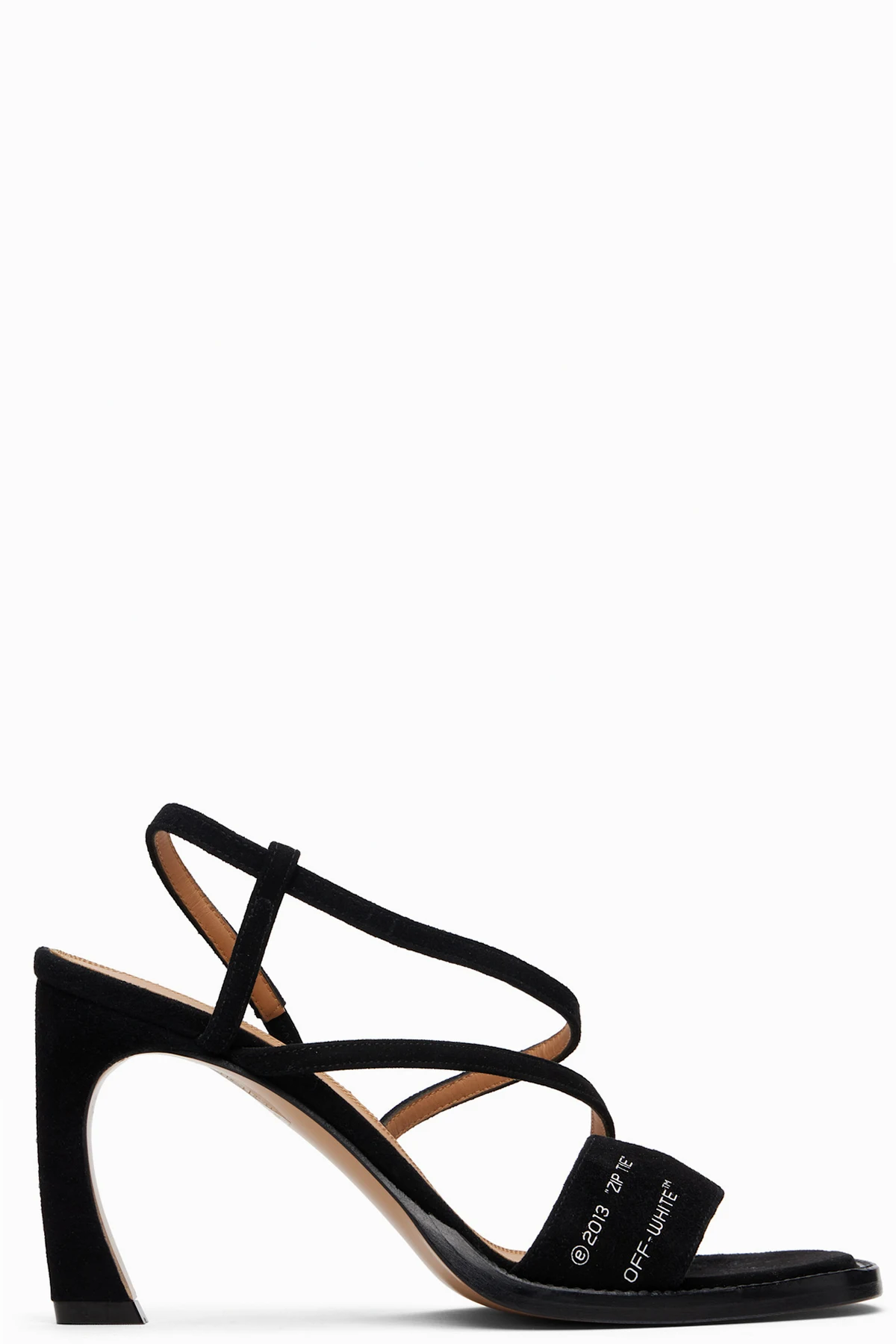 Black Zip Tie Loop Heeled Sandals