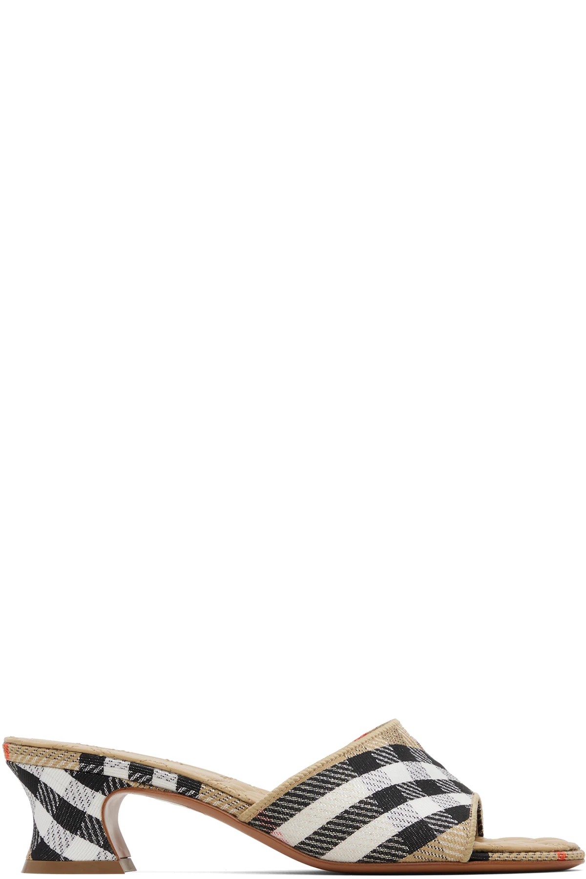 Tan Check Sloane Mule Heeled Sandals