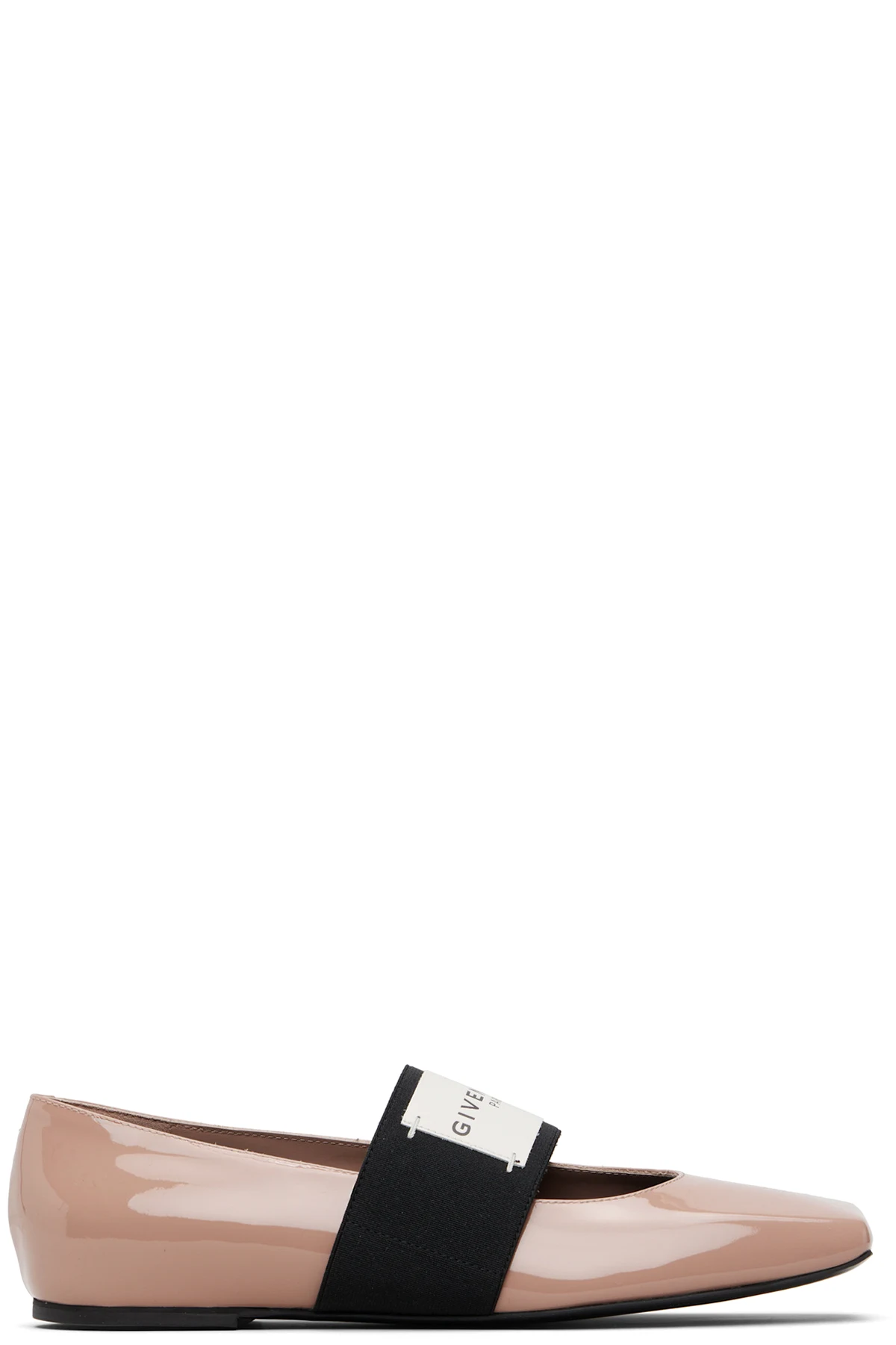 Pink Sliced Square Patent Leather Ballerina Flats