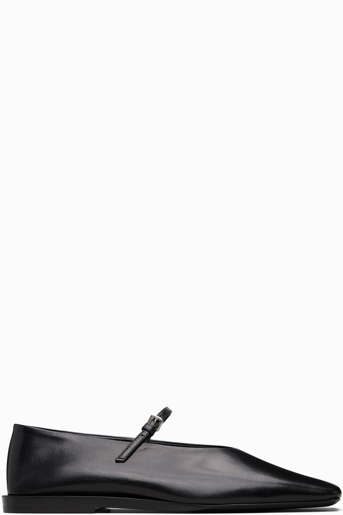 Black Buckle Strap Ballerina Flats