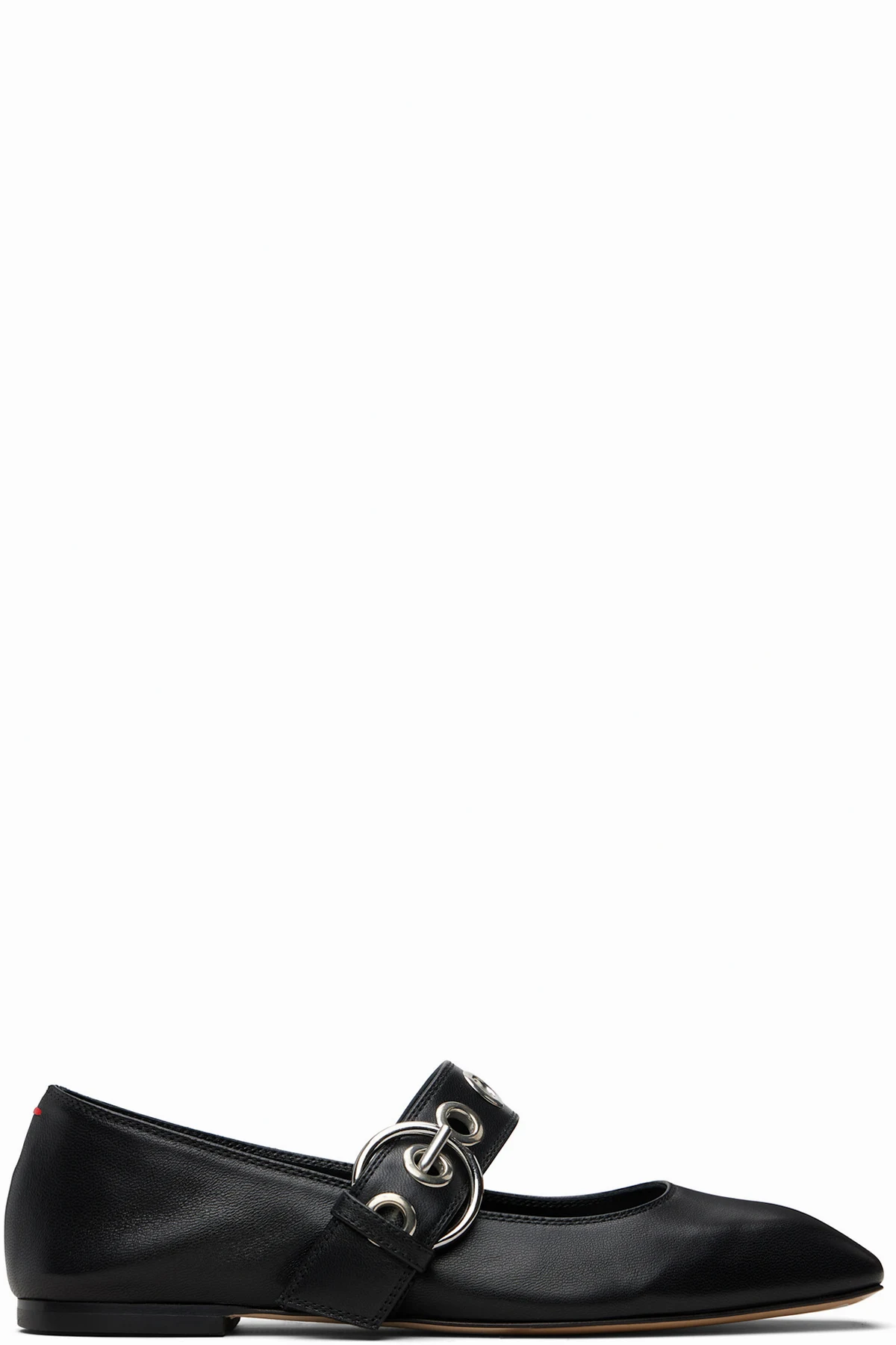 Black Uma Eyelet Leather Mary-Janes Flats