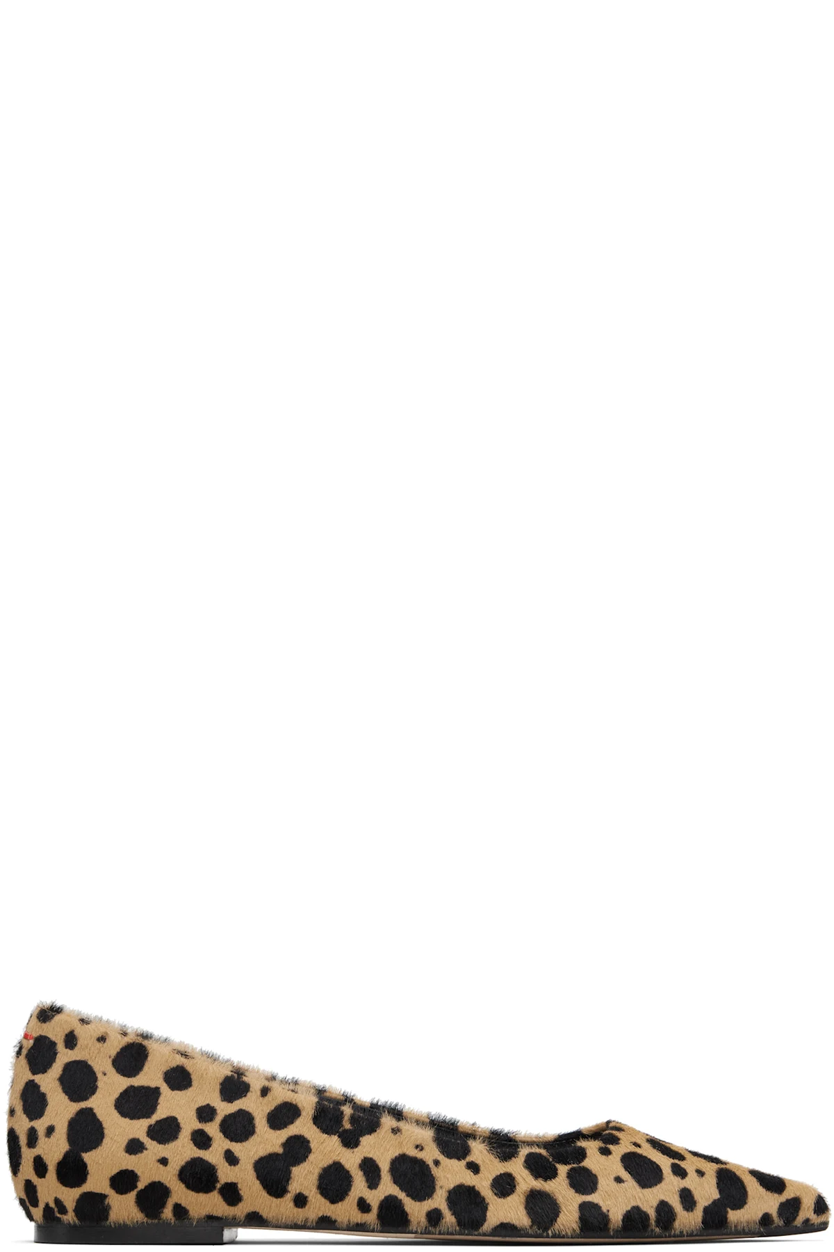 Beige & Black Cassy Pointed-Toe Ballerina Flats