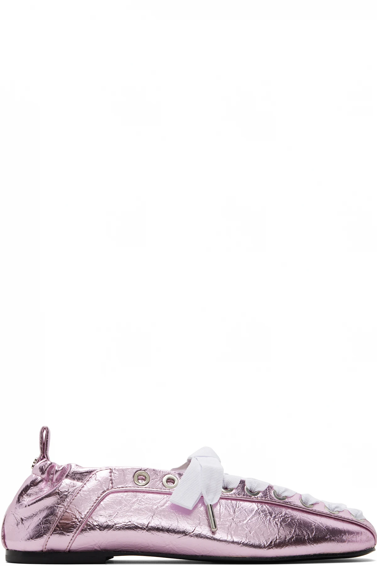 Pink Lace-Up Ballerina Flats