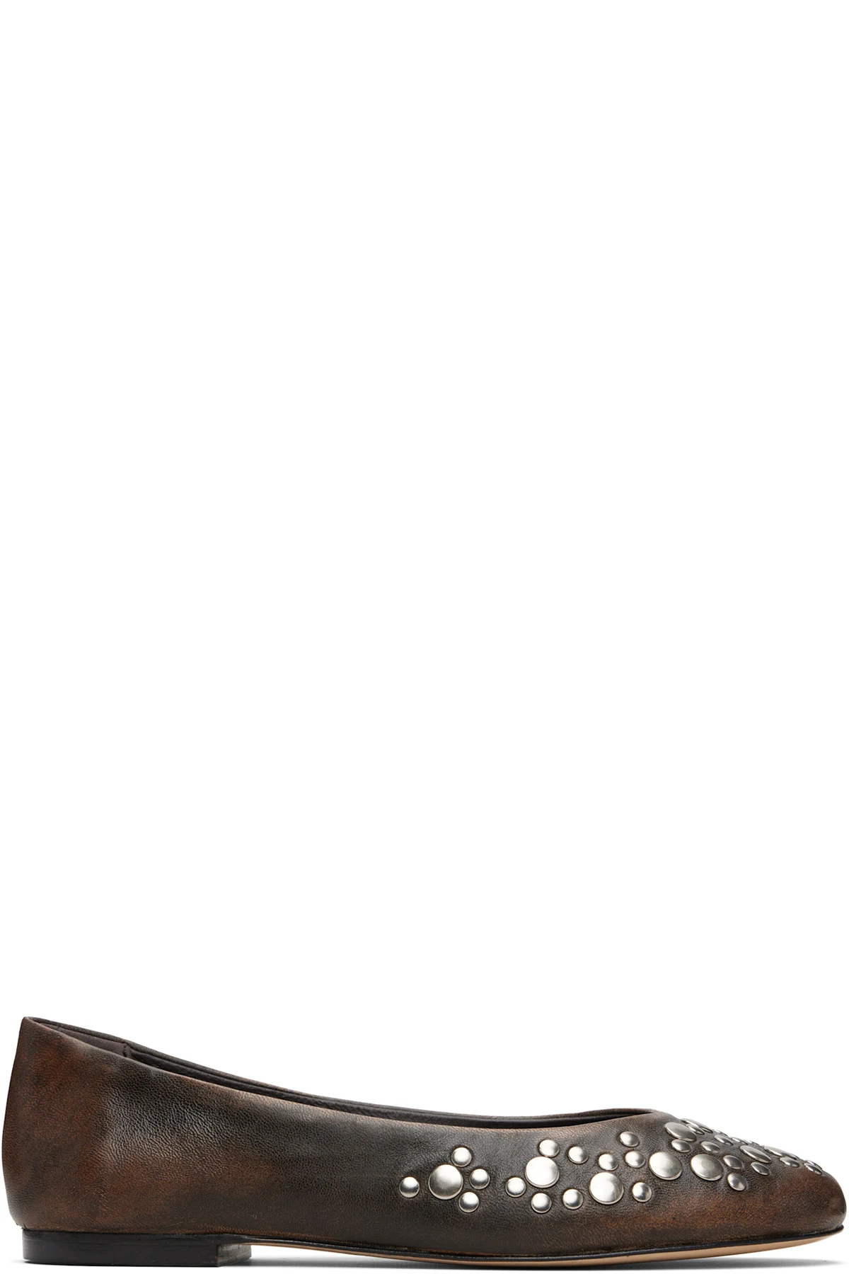 Brown Bailarina Studs Flats