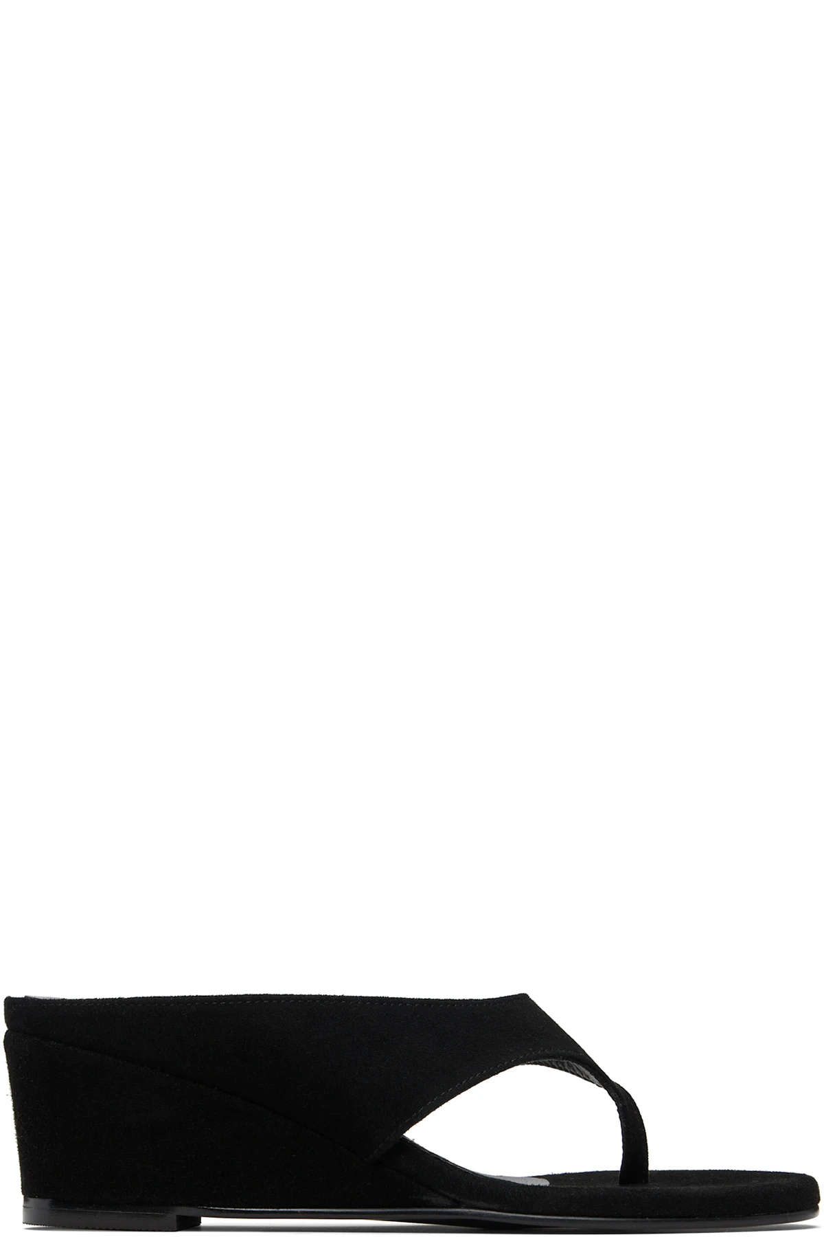 Black Suede Wedge Heeled Sandals