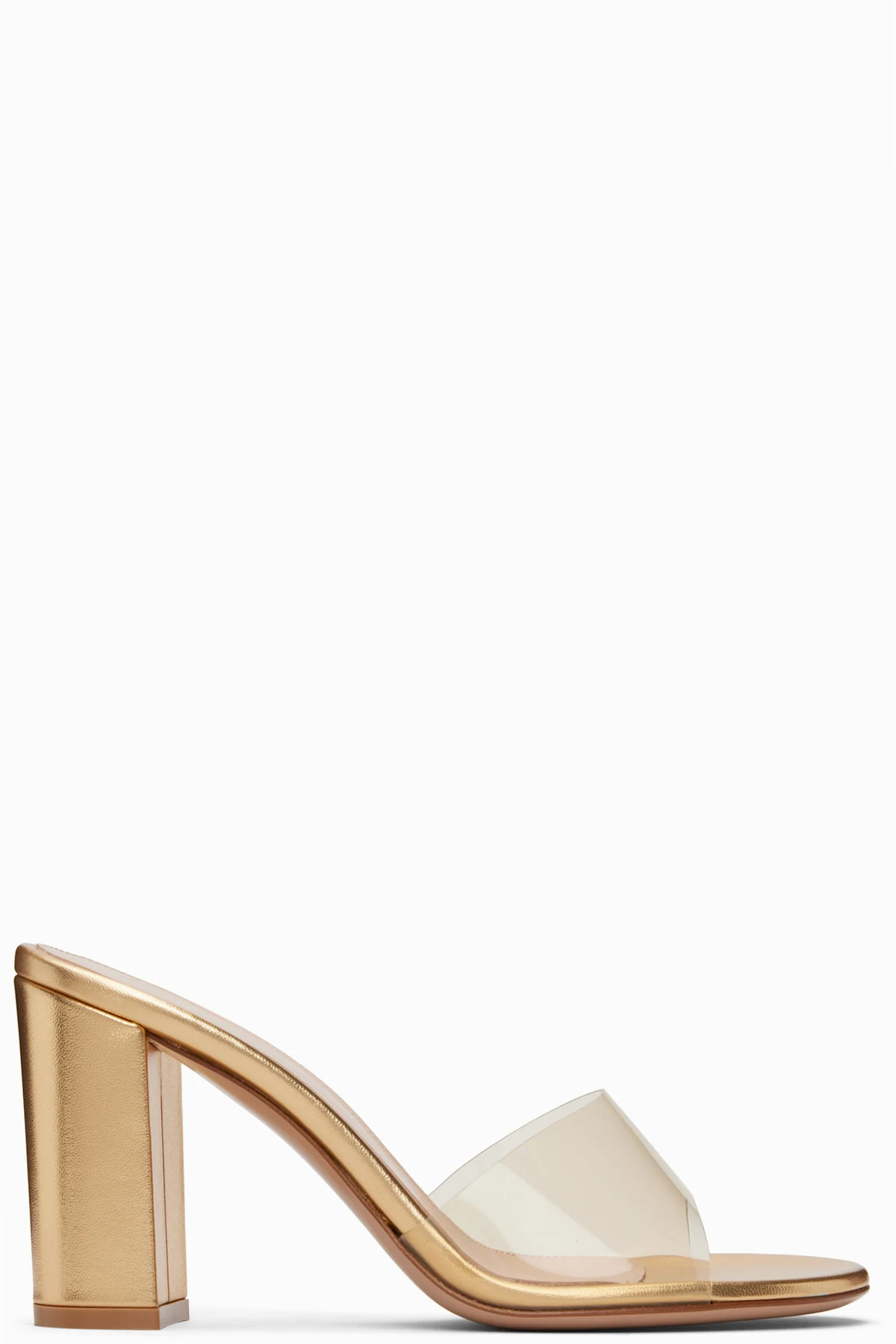 Gold Glass Block Heel Heeled Sandals