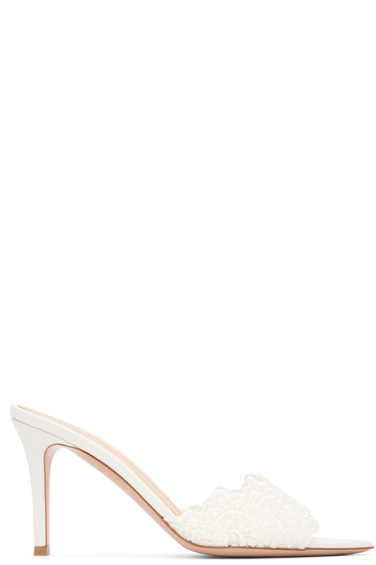 White Yvonne Mule Heeled Sandals