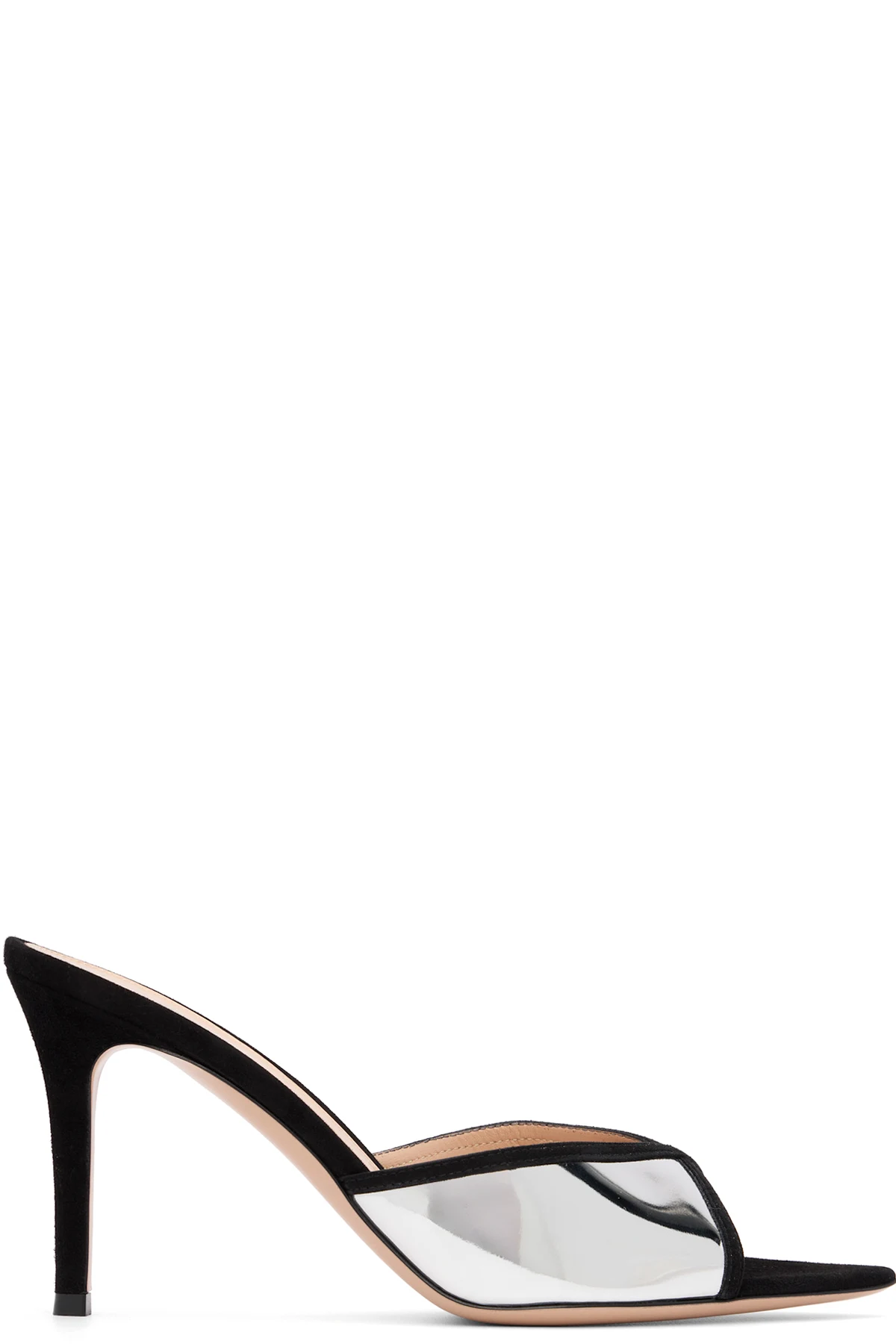 Black & Silver Confetti Mule Heeled Sandals