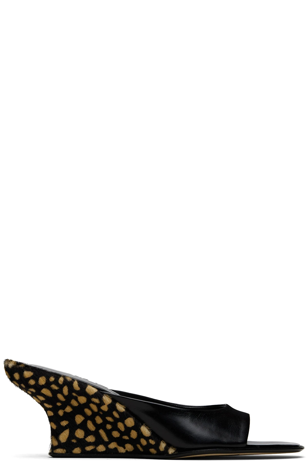 Black Caroo Cheetah Pony Hair Heeled Sandals