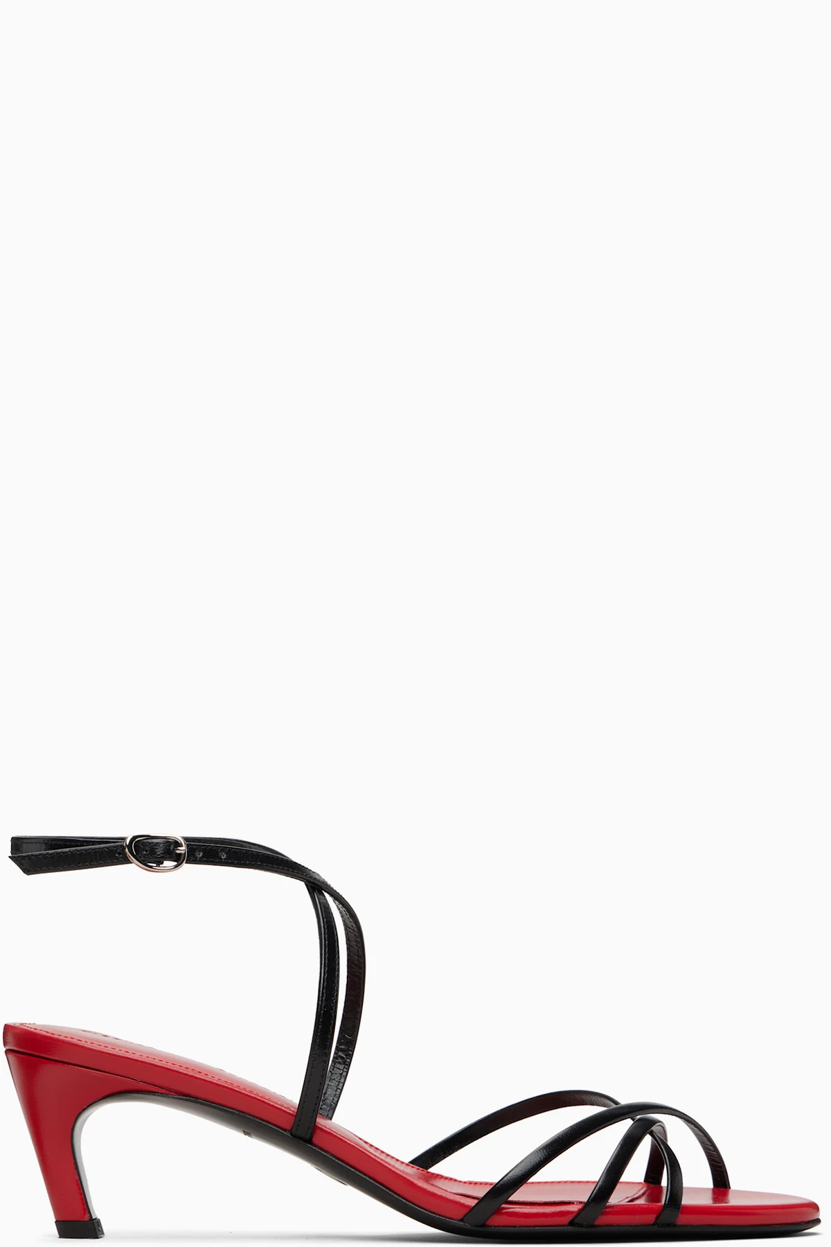 Black & Red Uma Ankle Strap Heeled Sandals