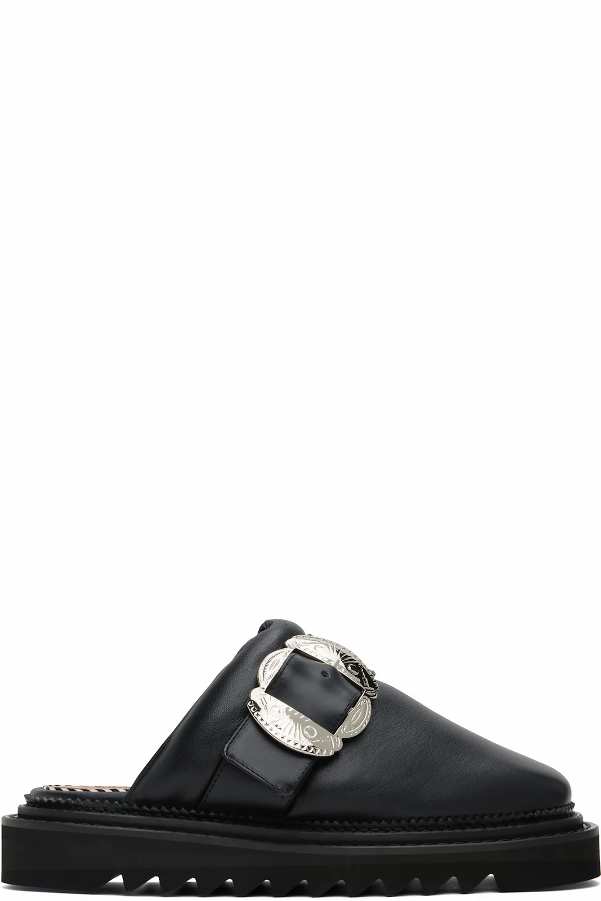 Black Buckle Slippers