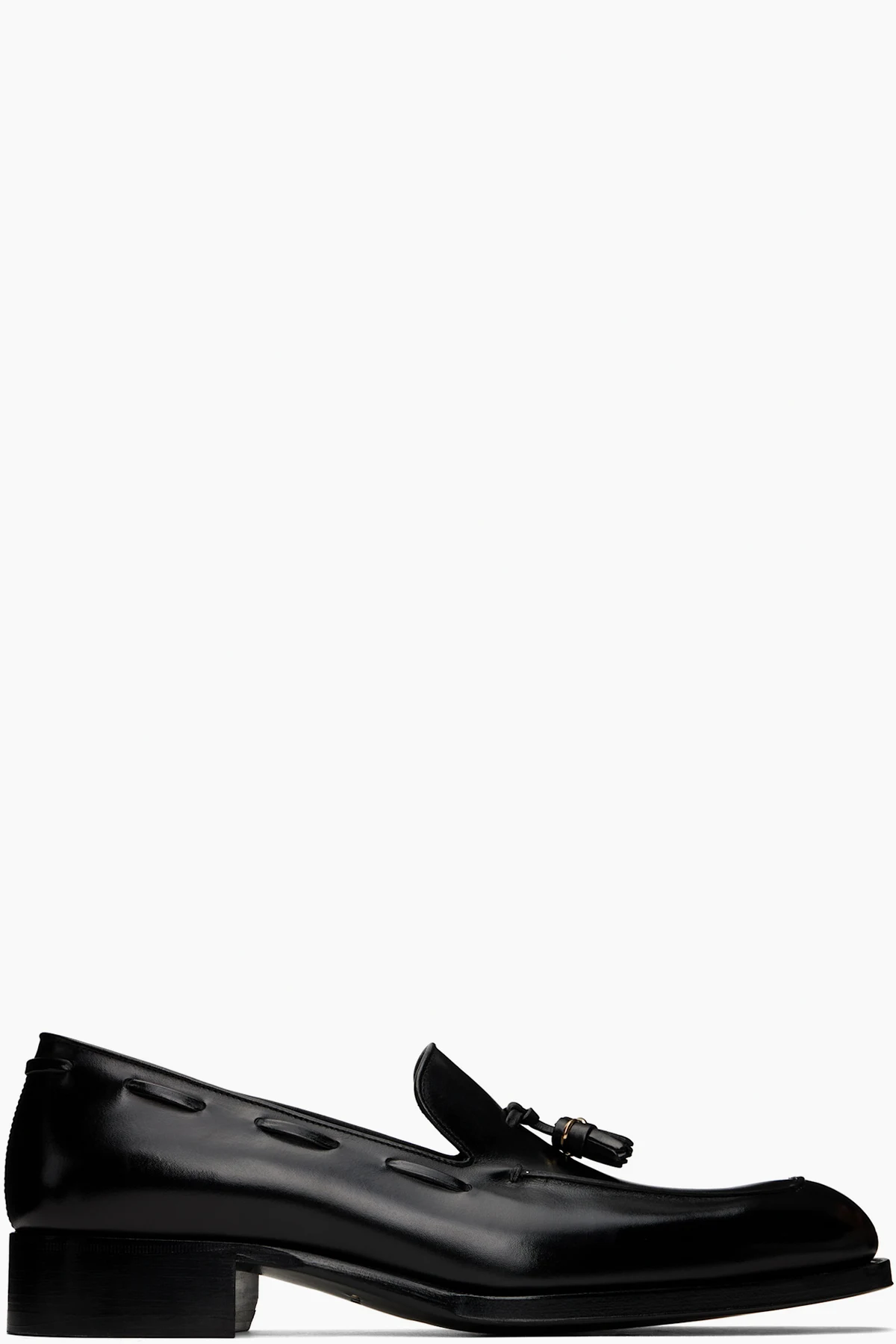 Black Burnished Leather Edgar Tassel Loafers