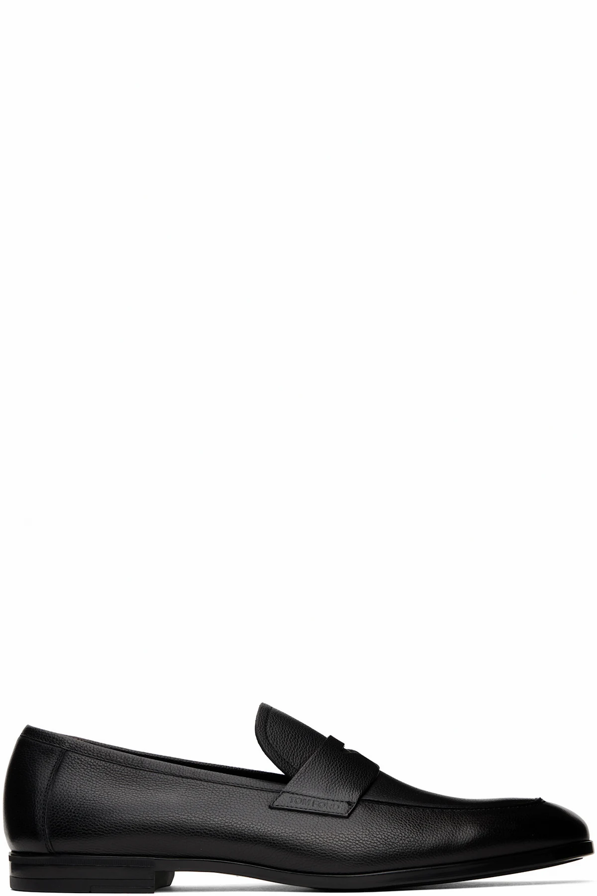 Black Supple Grain Leather Sean Penny Loafers