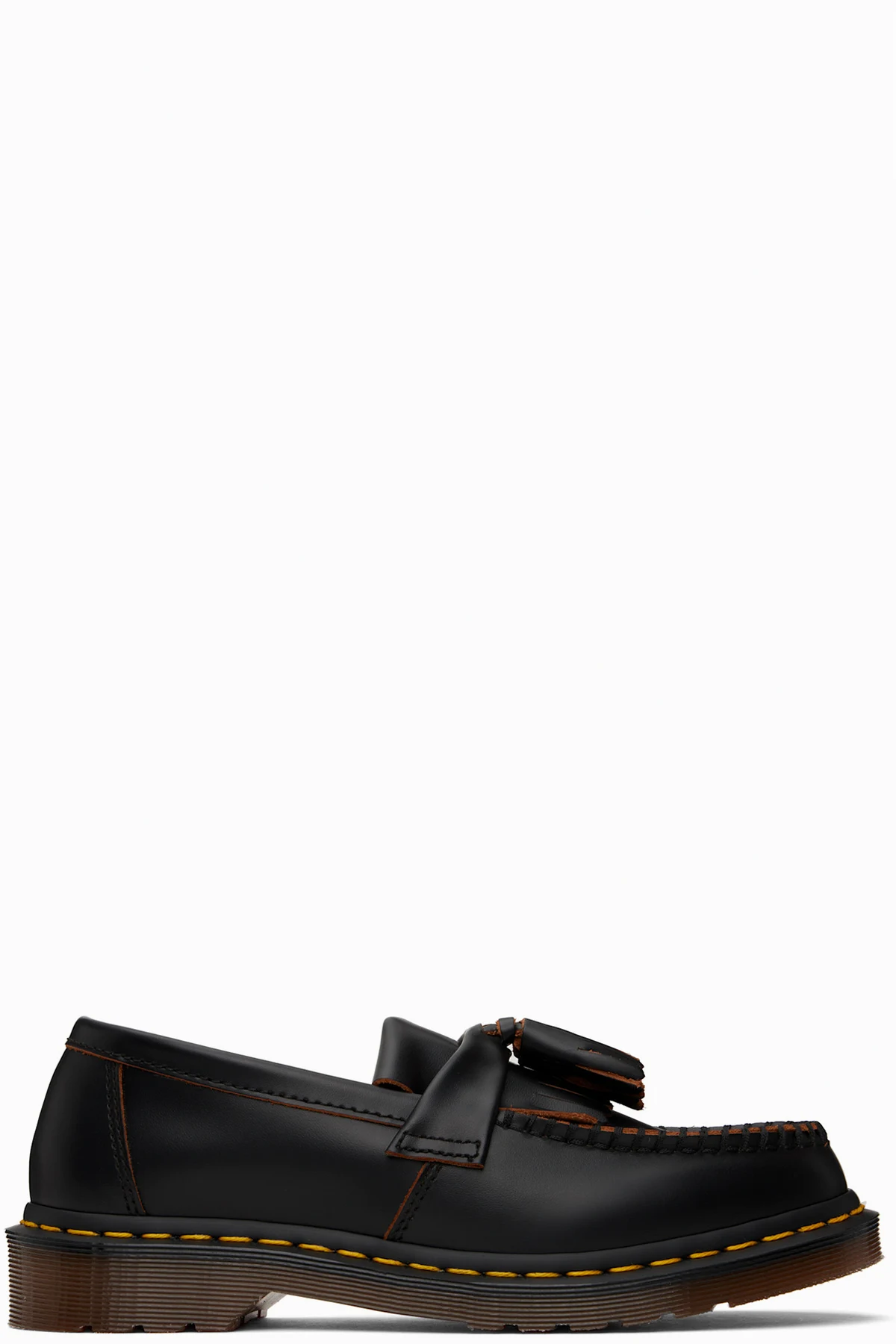 Black Adrian Made in England Quilon Leather Tassel Loafers