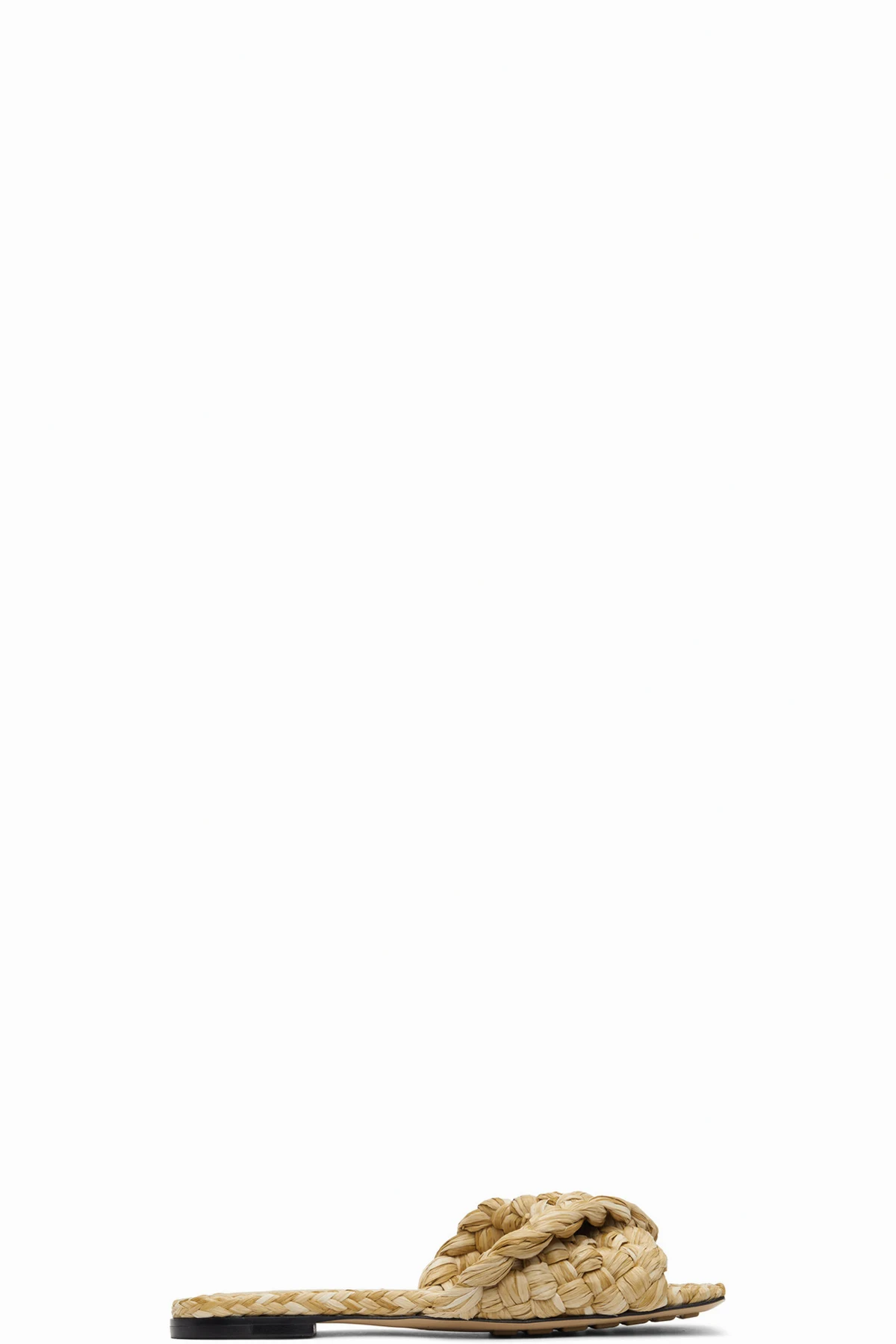 Beige Raffia Stretch Flat Sandals
