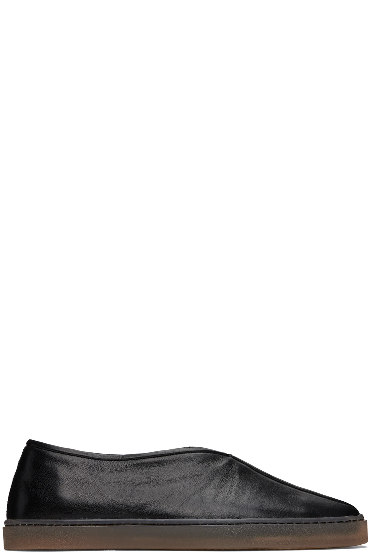 Black Linoleum Piped Loafers