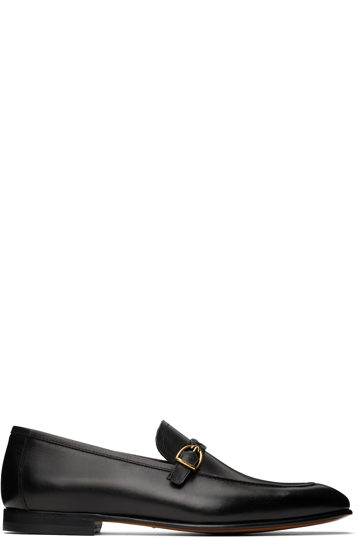 Black Burnished Leather Martin Loafers