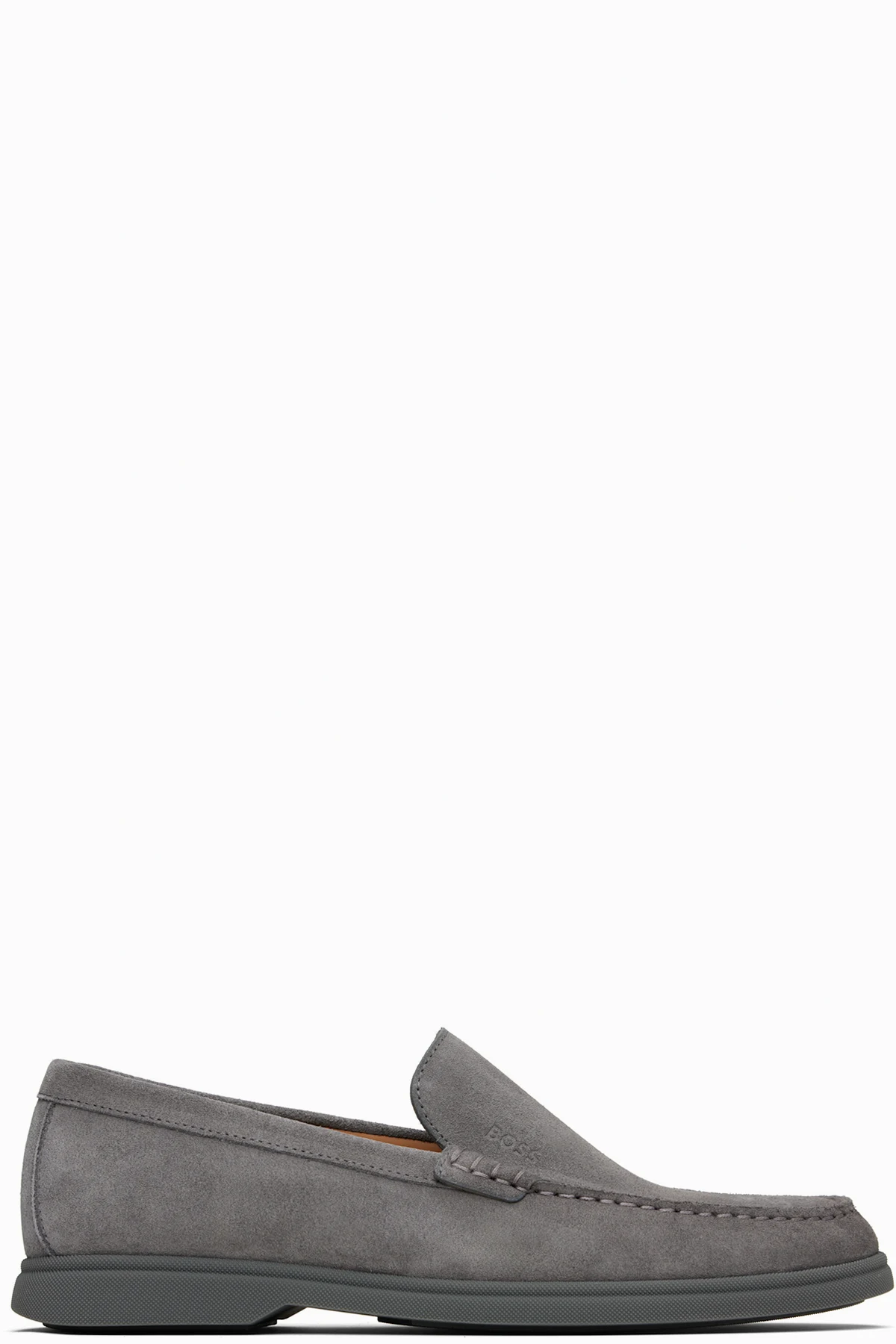 Gray Suede Contrast Sole Loafers