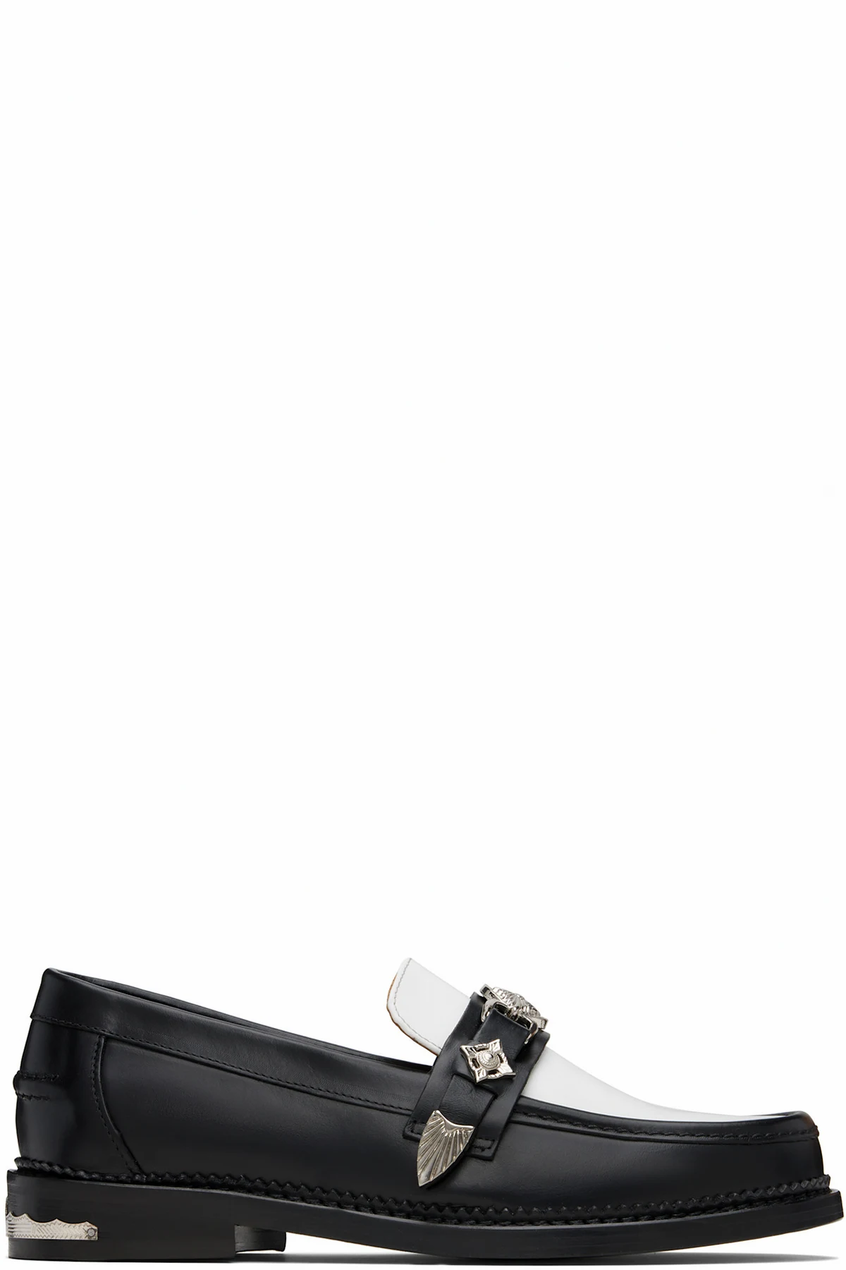 SSENSE Exclusive Black & White Metal Loafers