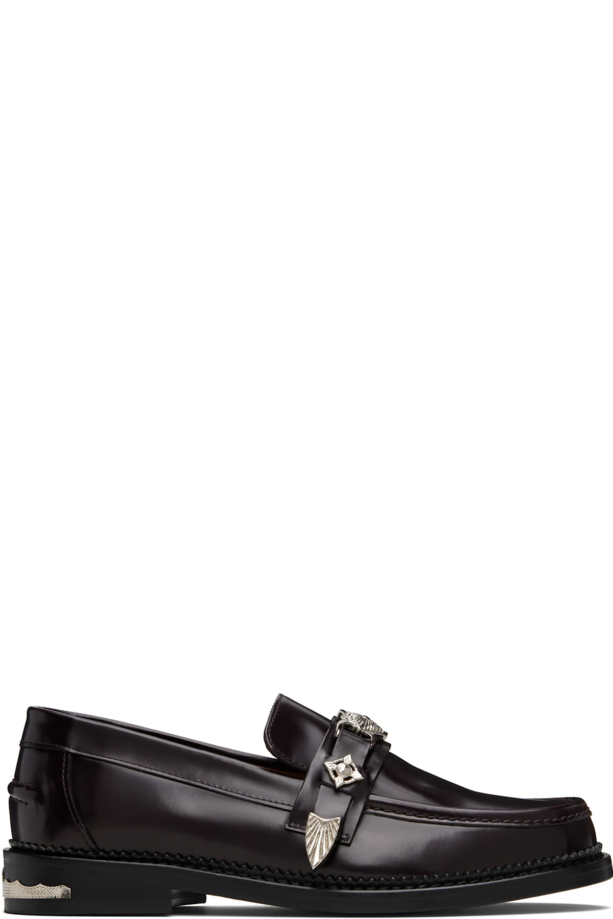 SSENSE Exclusive Burgundy Metal Loafers