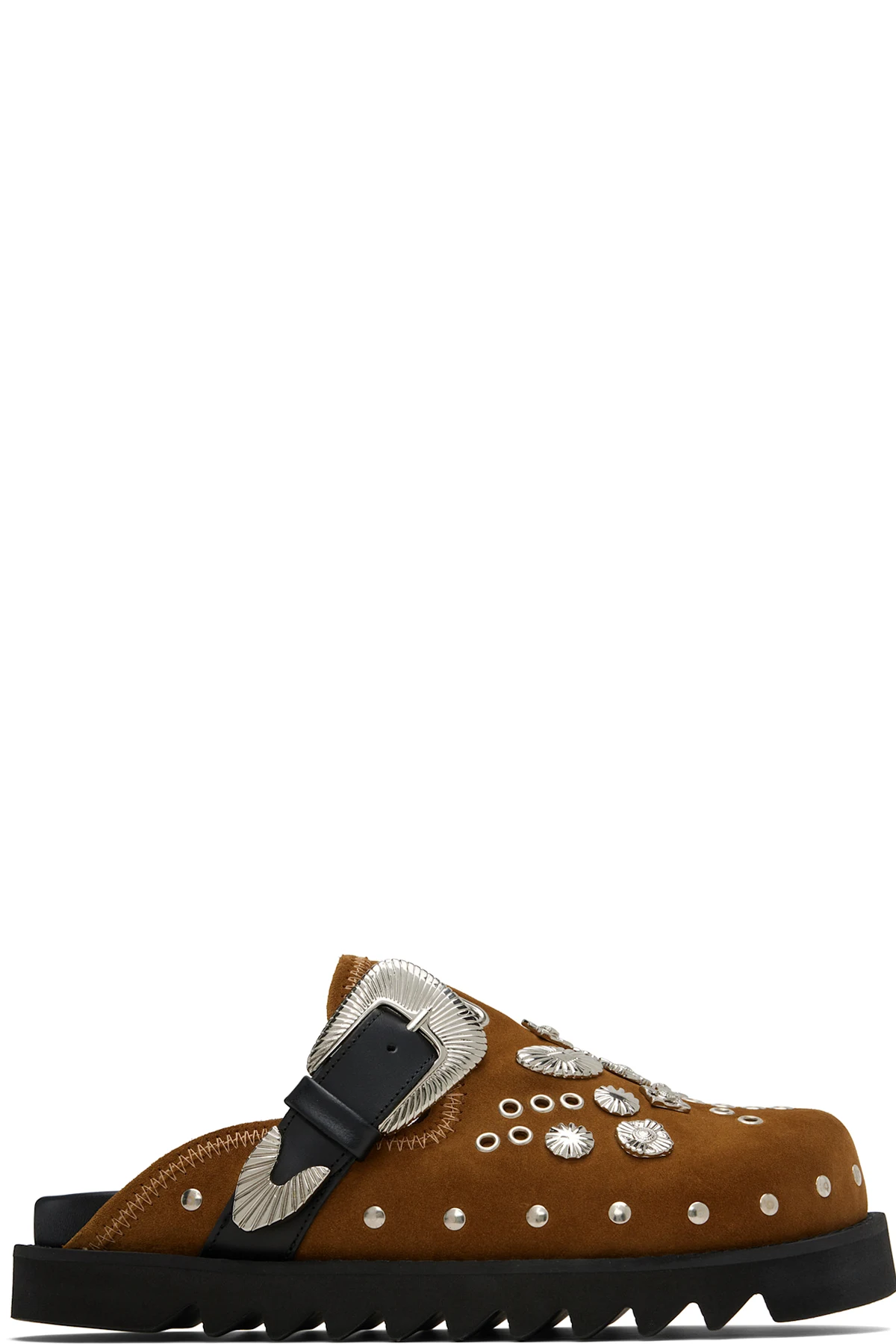 SSENSE Exclusive Khaki Eyelet Metal Sabot Loafers