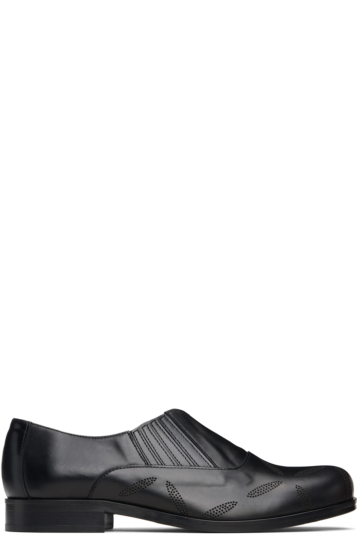 Black Perforated Slip On Loafers