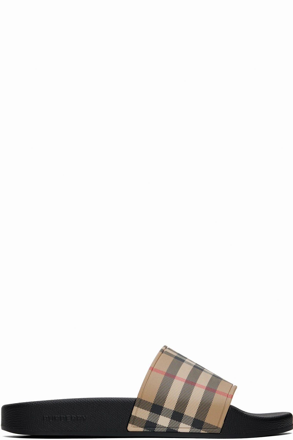 Beige Check Pool Slides