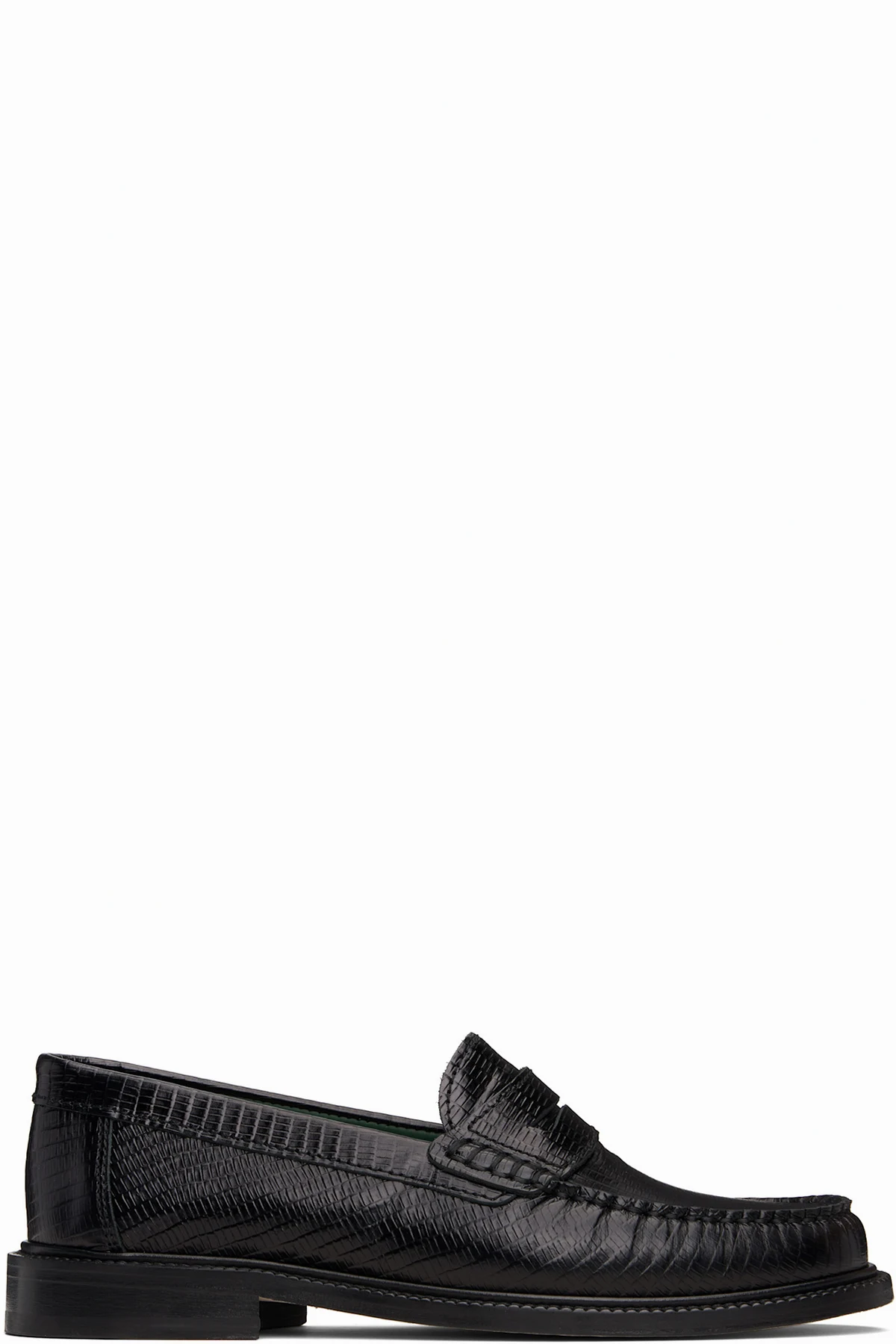 Black Lizard-Embossed 'Yardee' Loafers