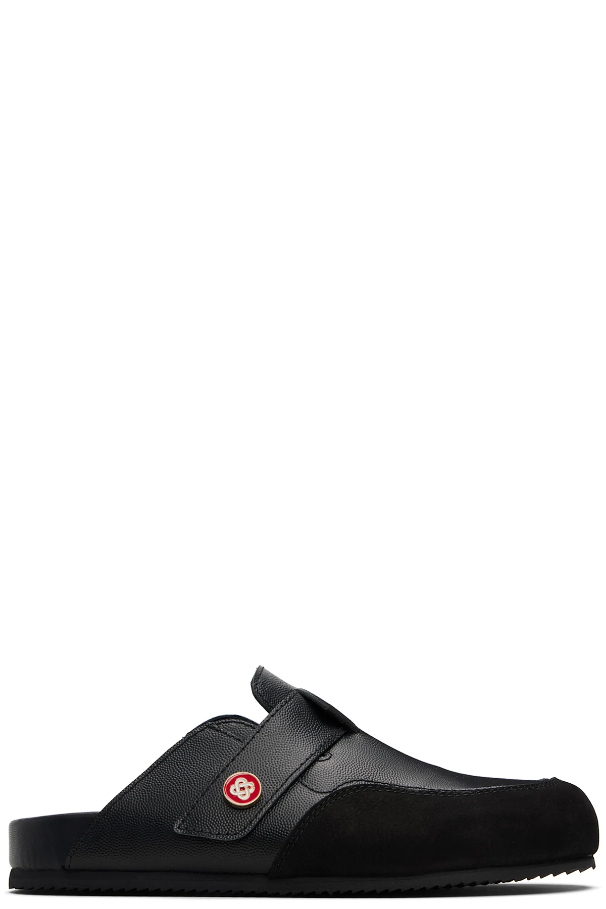 Black Leather Outdoor Mule Loafers