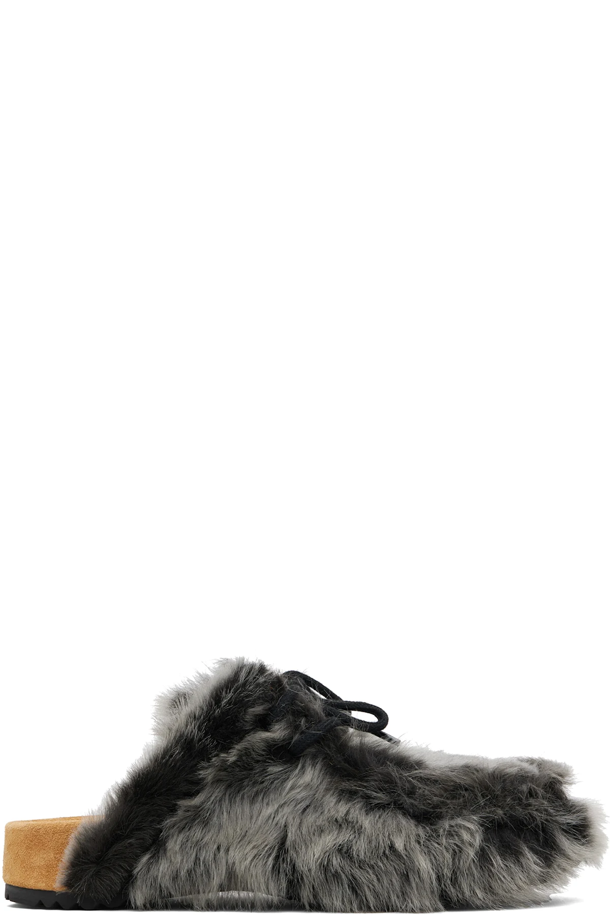 Gray Shearling Clogs