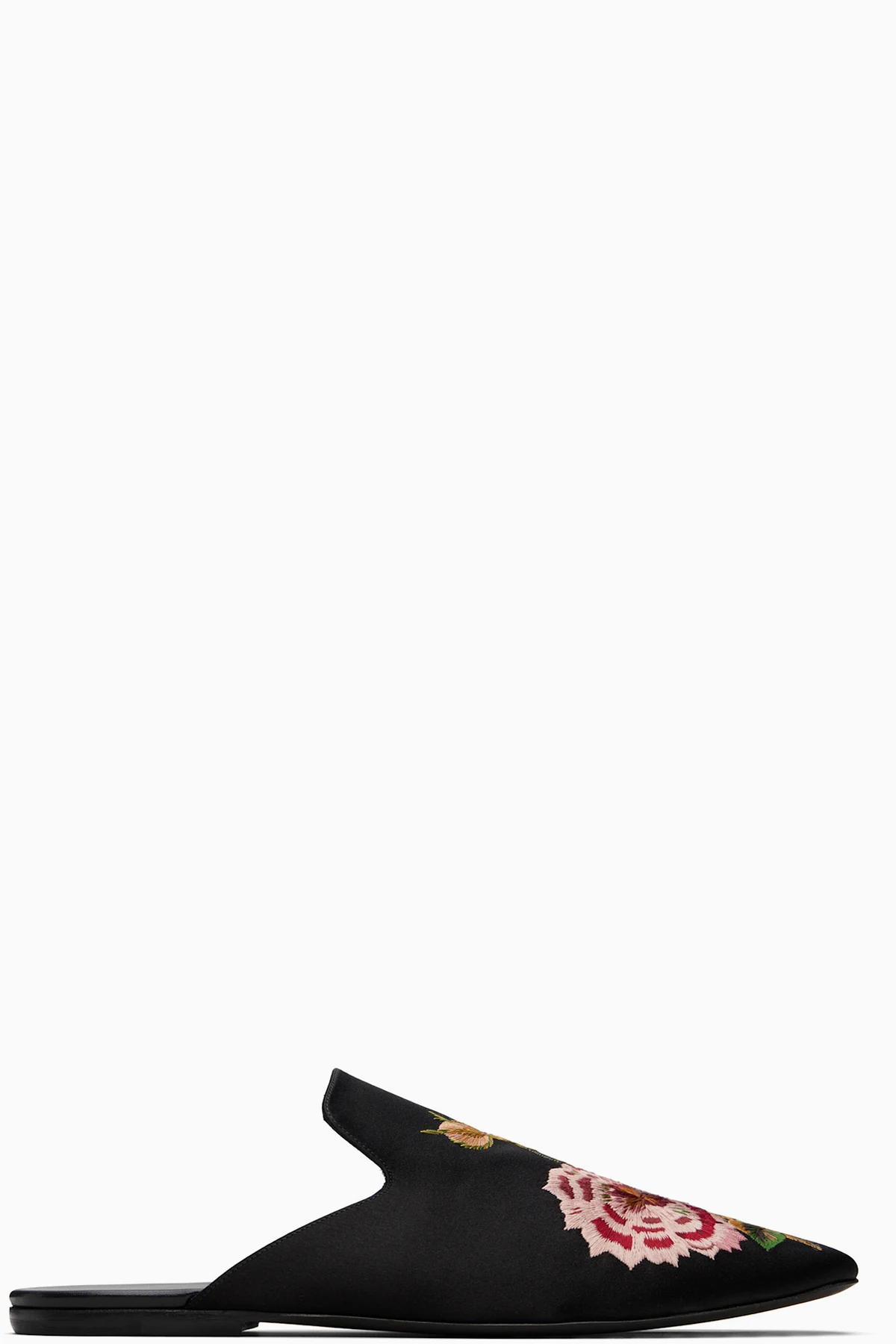 Black Embroidered Mule Loafers
