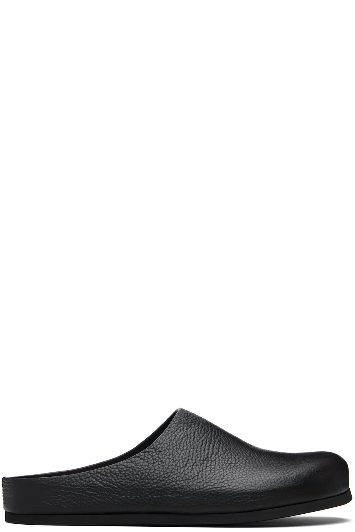 Black Leather Clog Loafers