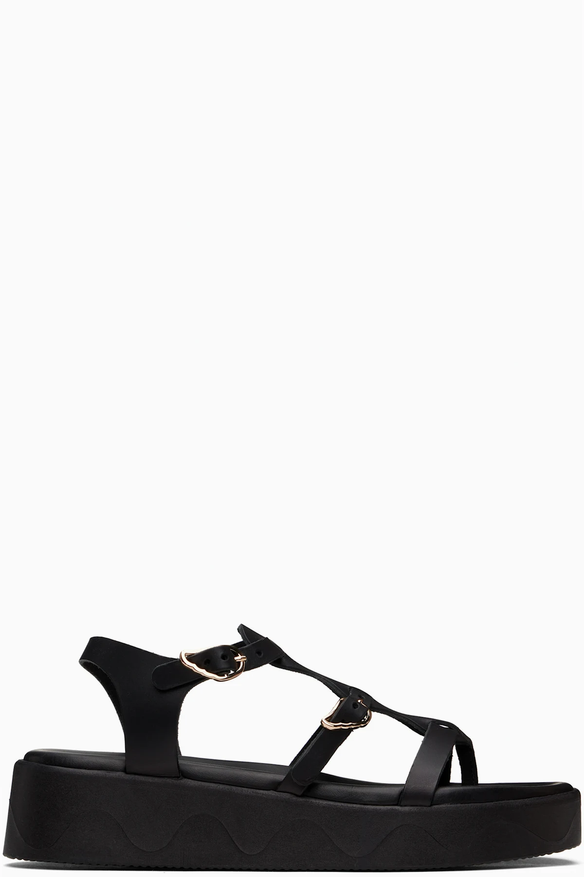 Black Grace Kelly Wave Sandals