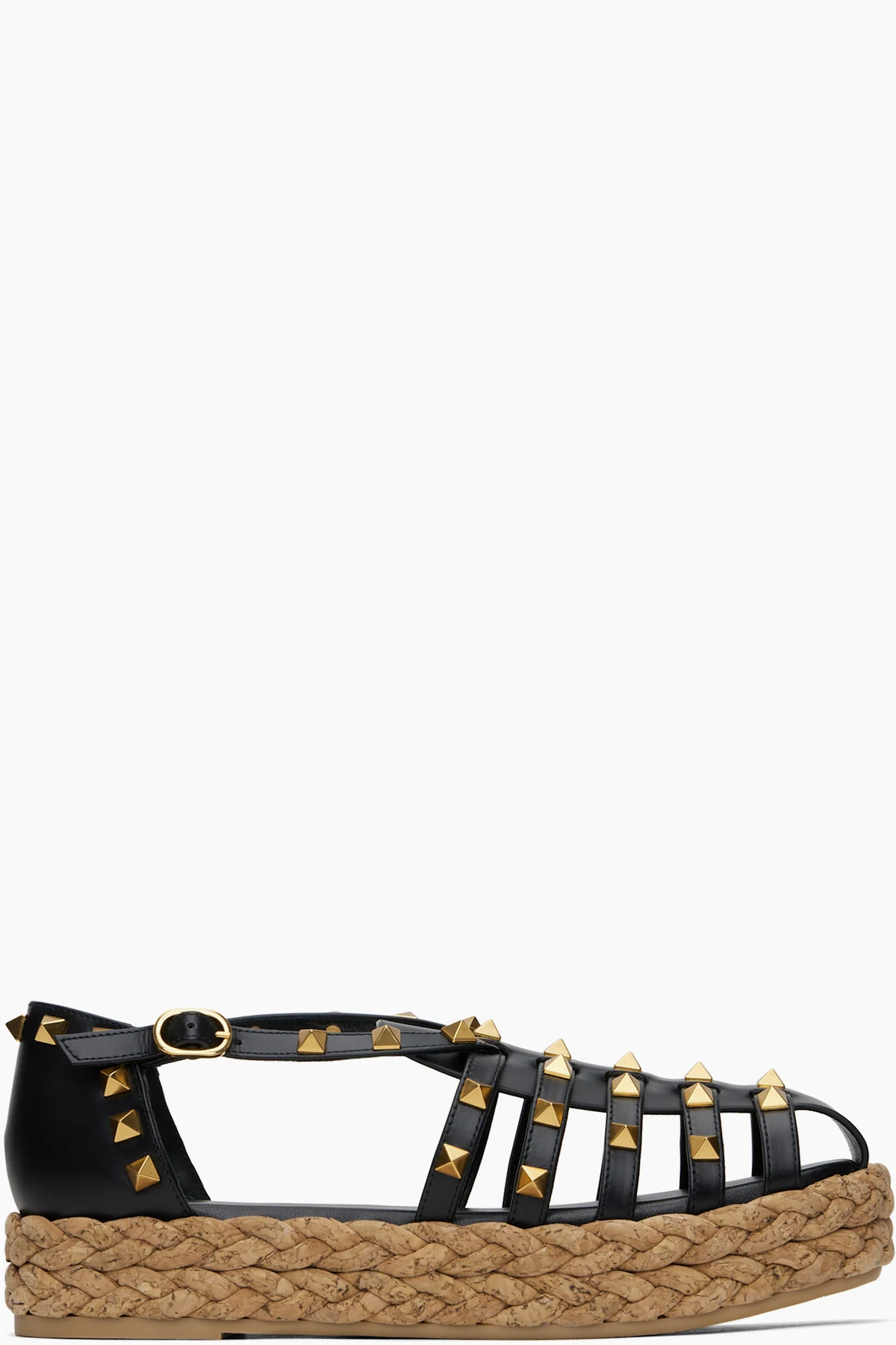 Black Rockstud Cork Sandals