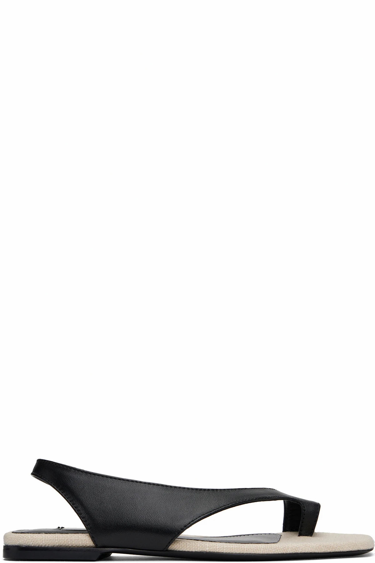 Black Leather Thong Sandals