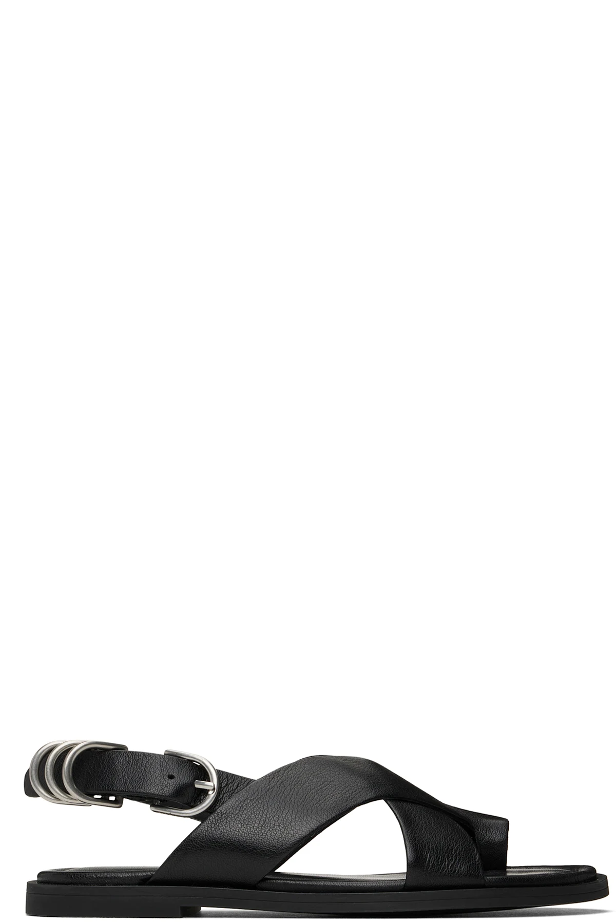 Black Gia Leather Crossover Sandals