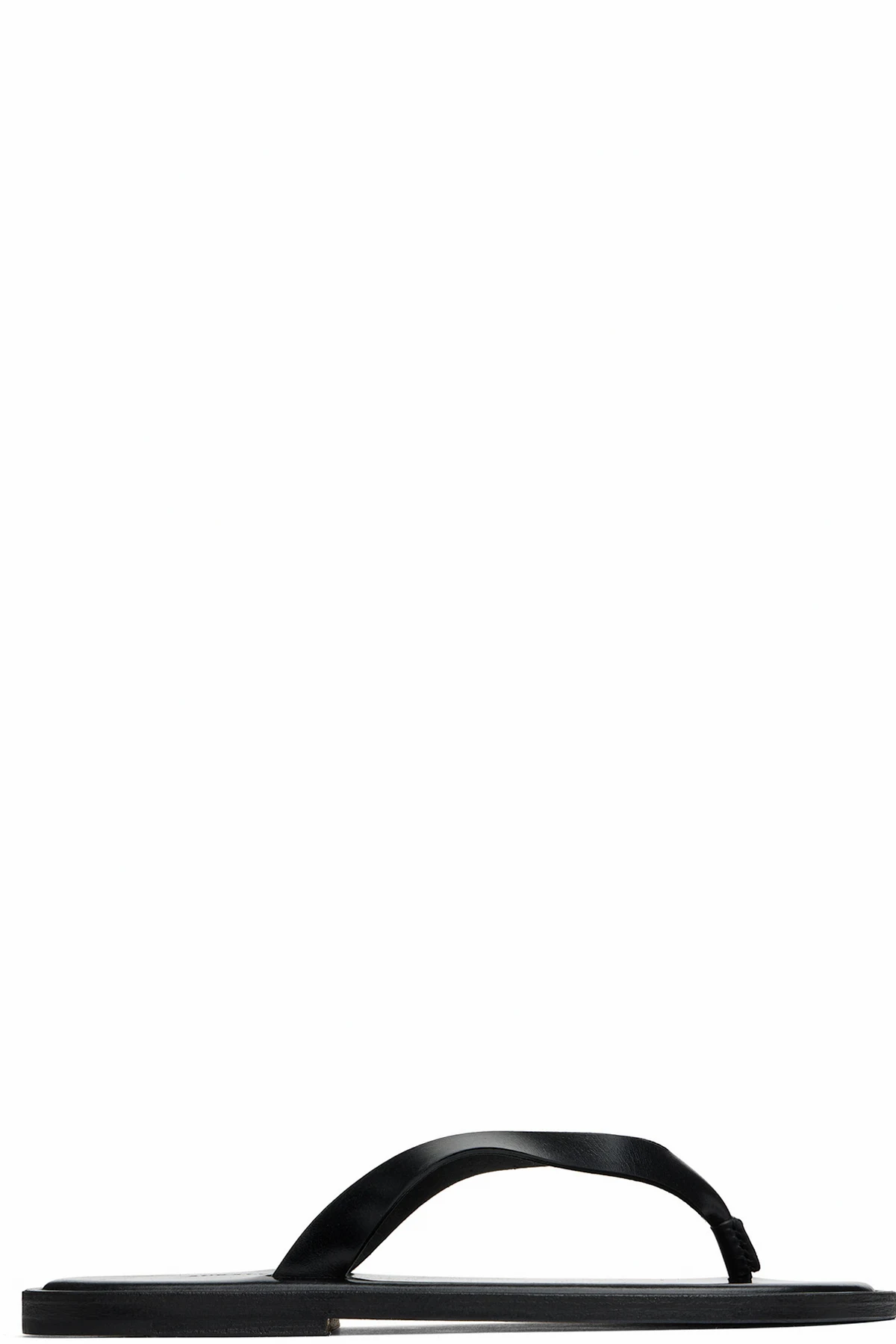 Black Leather Tong Flip-Flops