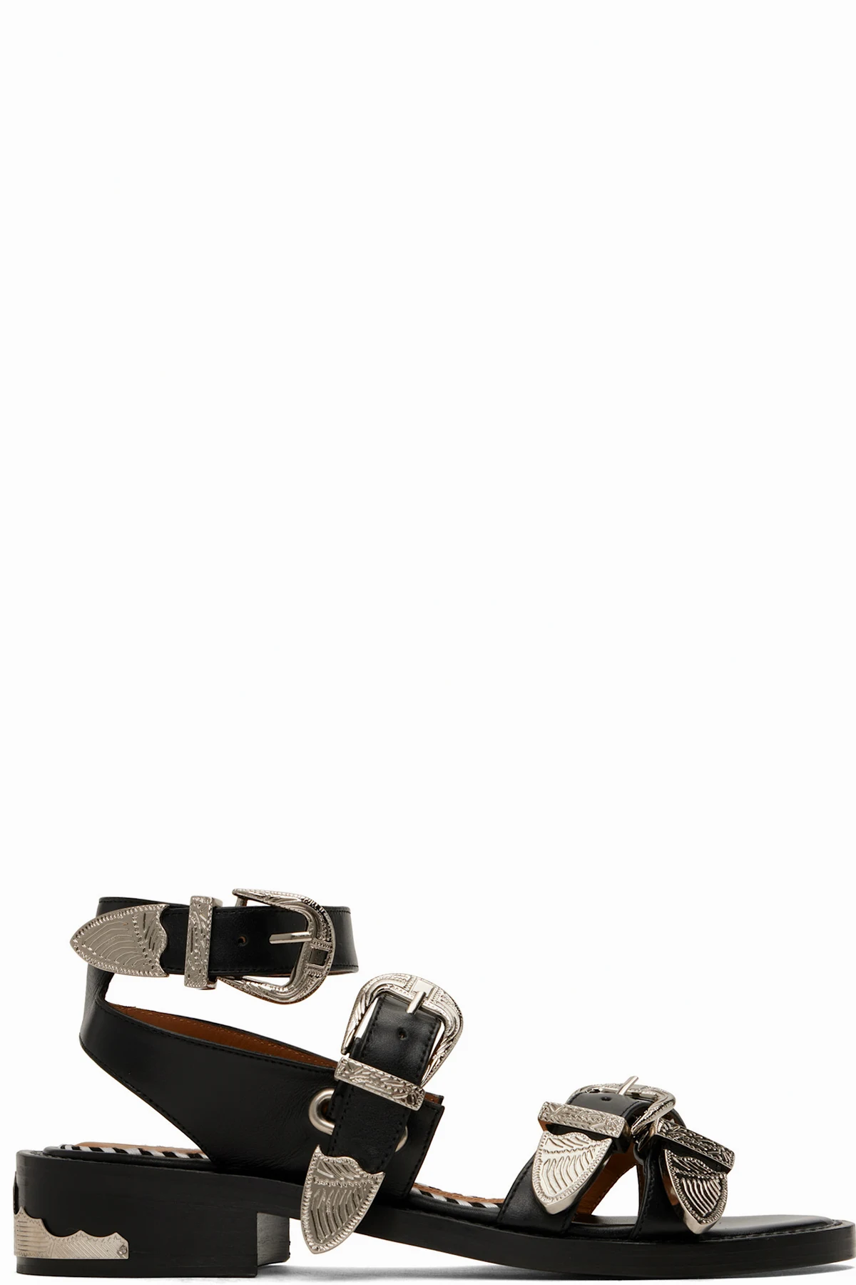 SSENSE Exclusive Black Metal Leather Sandals