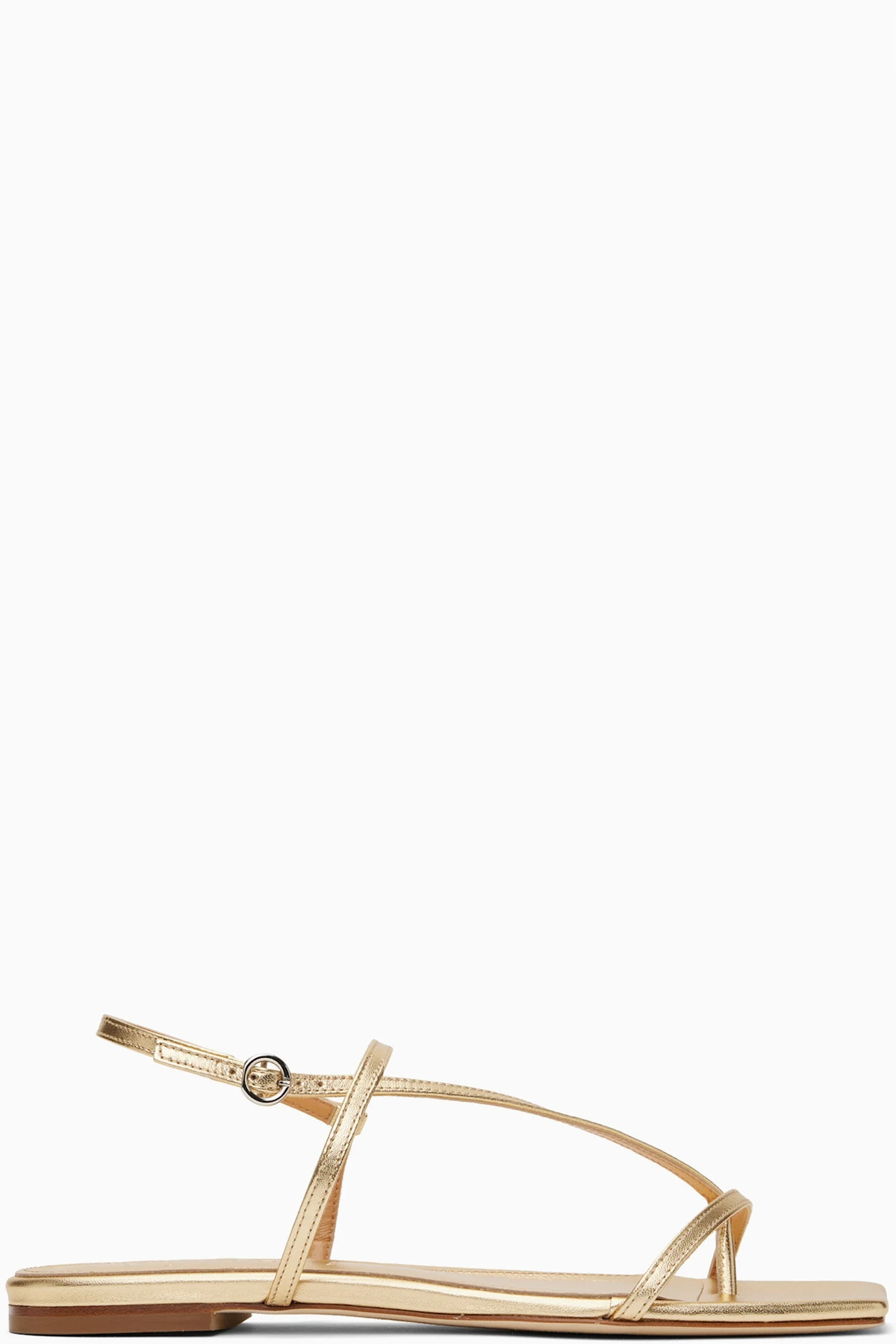 Gold Ella Leather Toe-Post Sandals