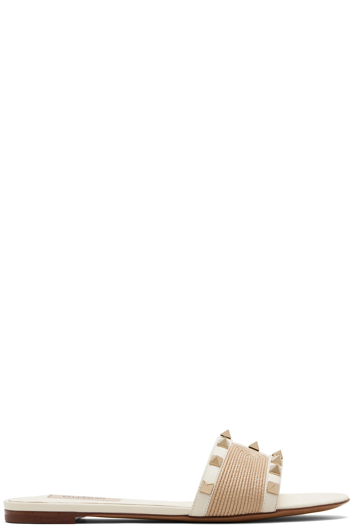 Off-White & Beige Rockstud Slide Sandals