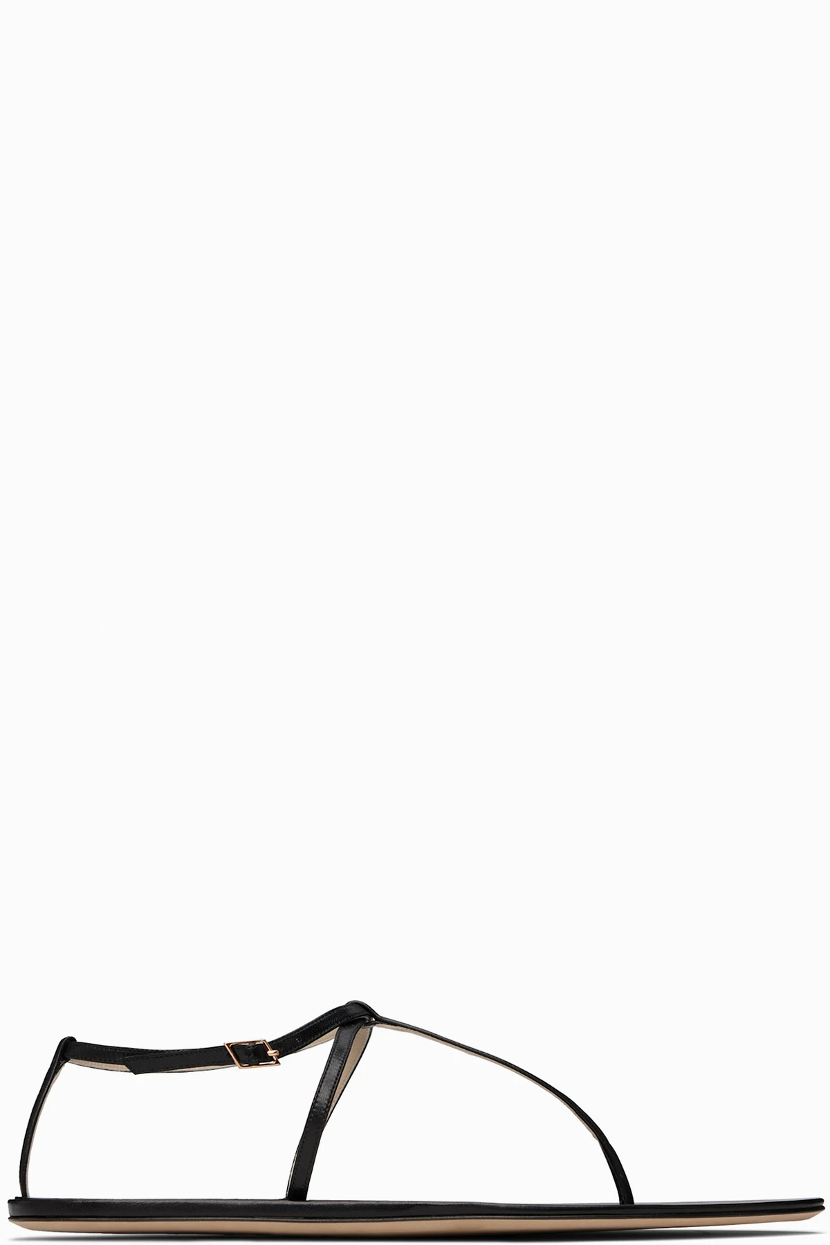 Black Mono Strap Flat Sandals